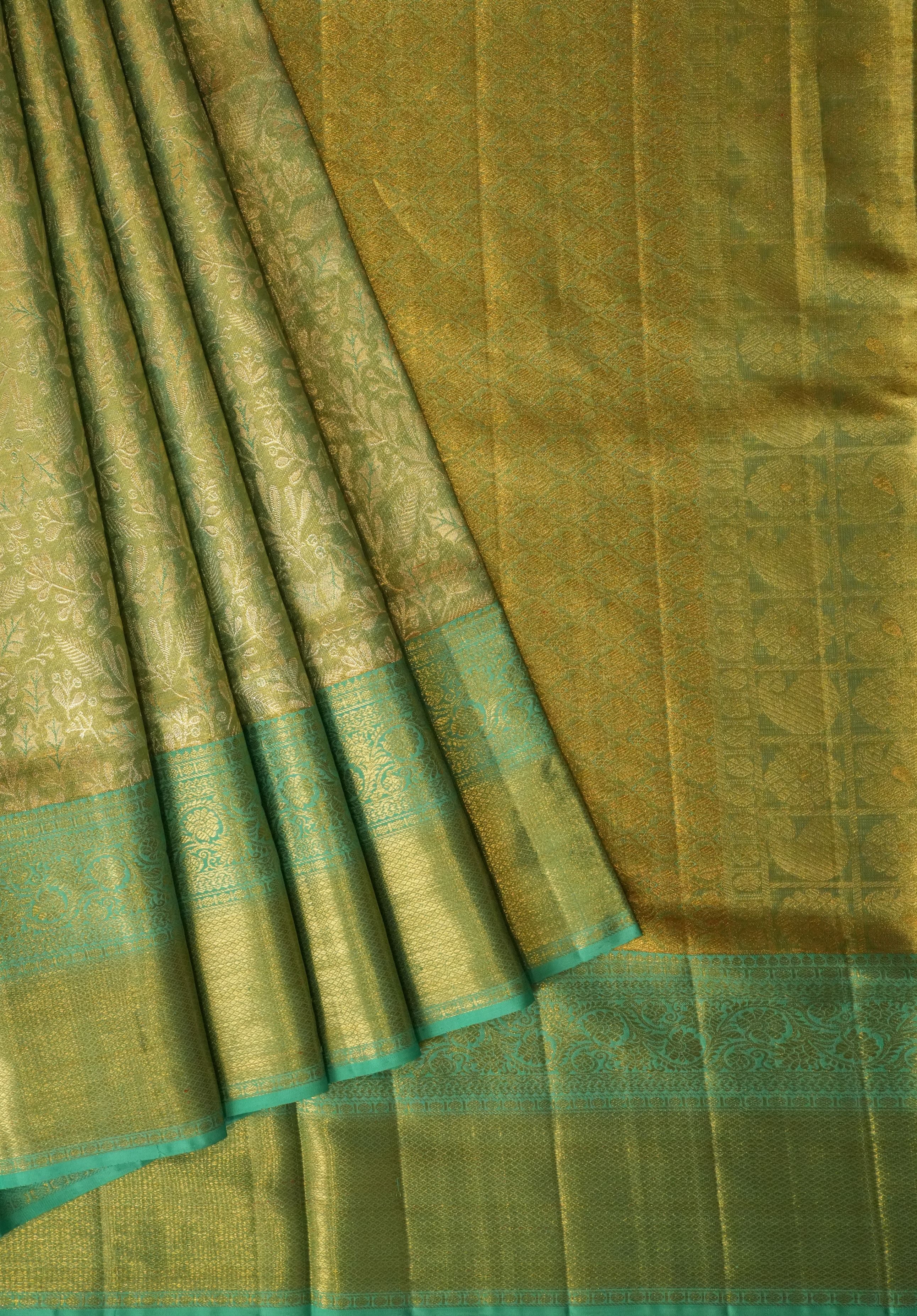 Florence Aqua Blue Tissue Kanchi Saree