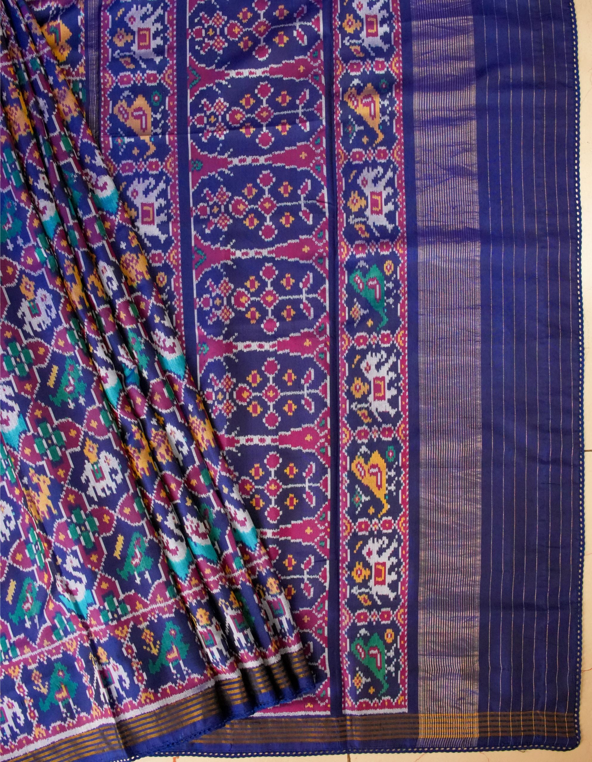 Matanga Blue and Pink Patola Saree
