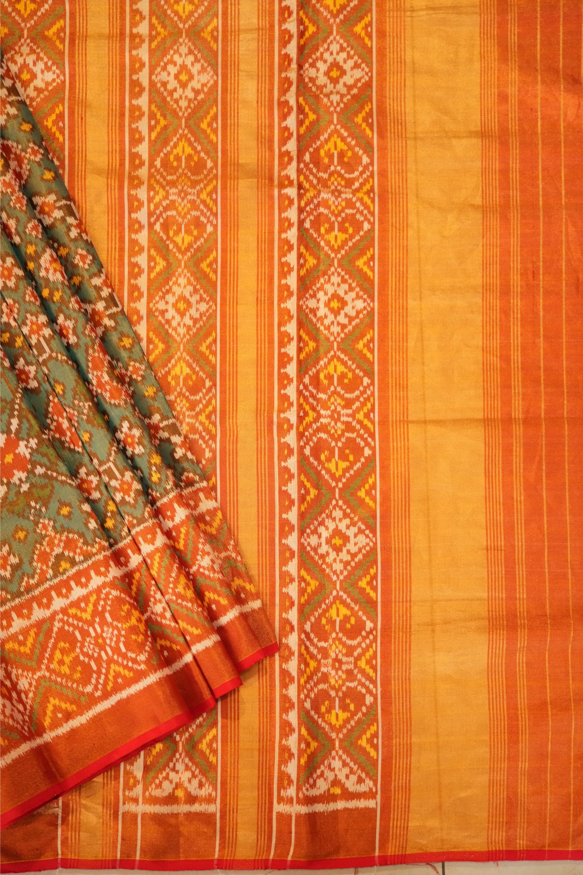 Maina Green & Yellow Tissue Patola Saree