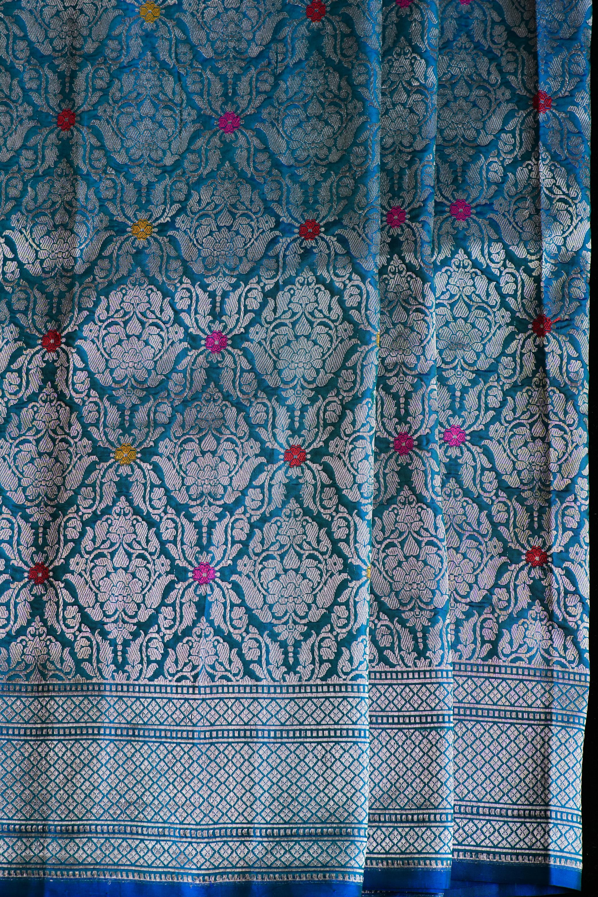 Mayura Peacock Blue Banaras Saree