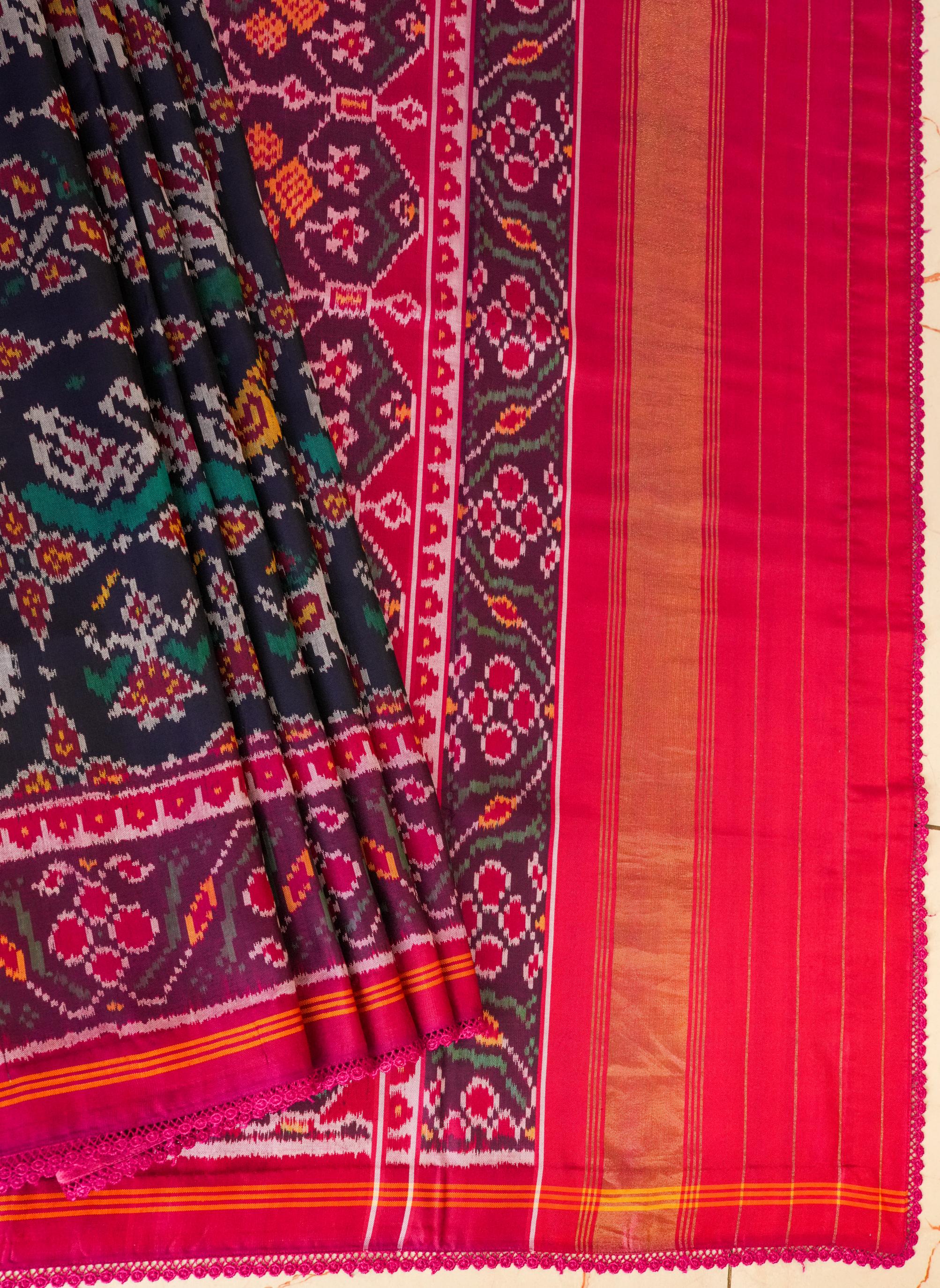 Vanam Purple and Pink Patola Saree