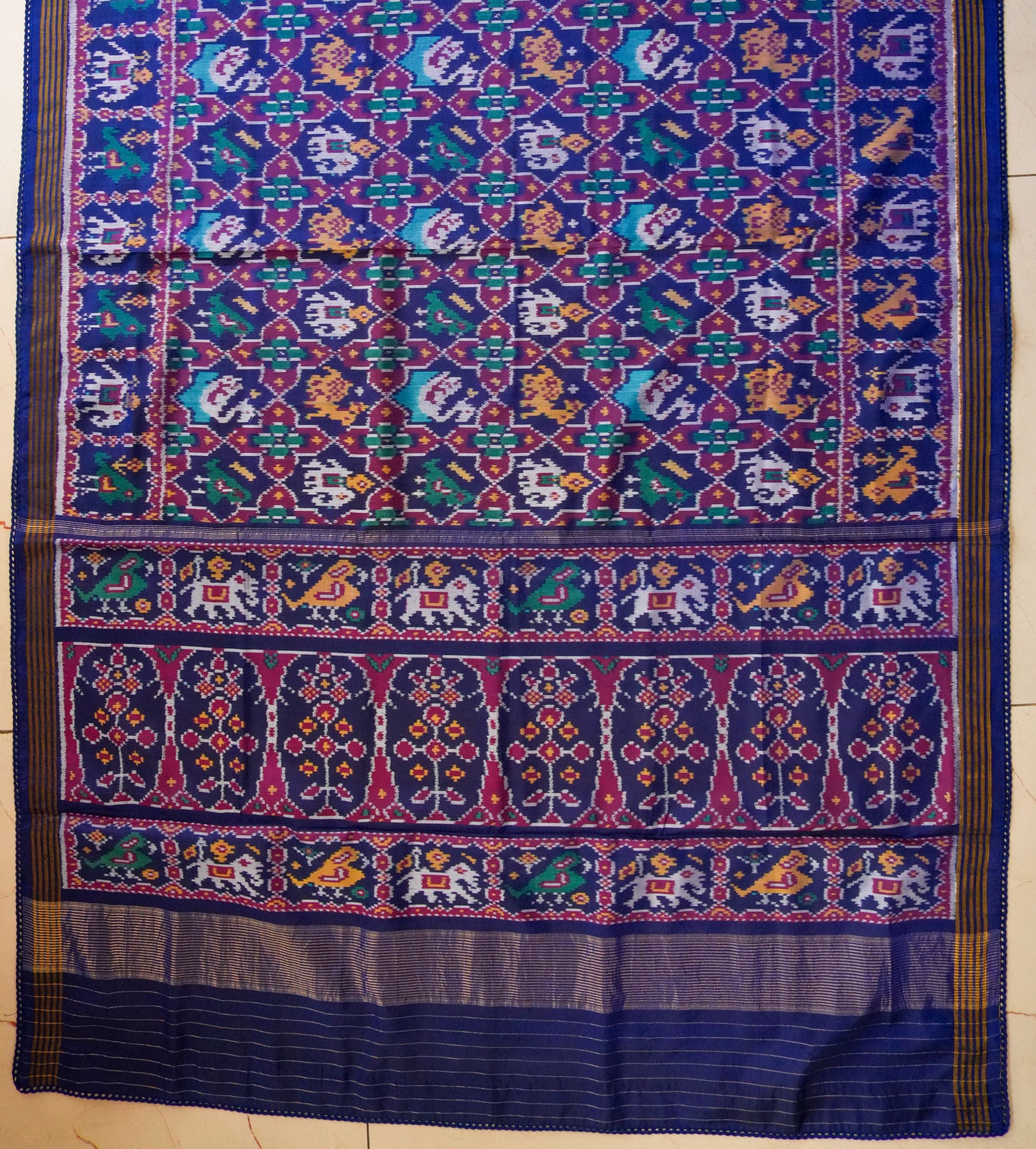 Matanga Blue and Pink Patola Saree