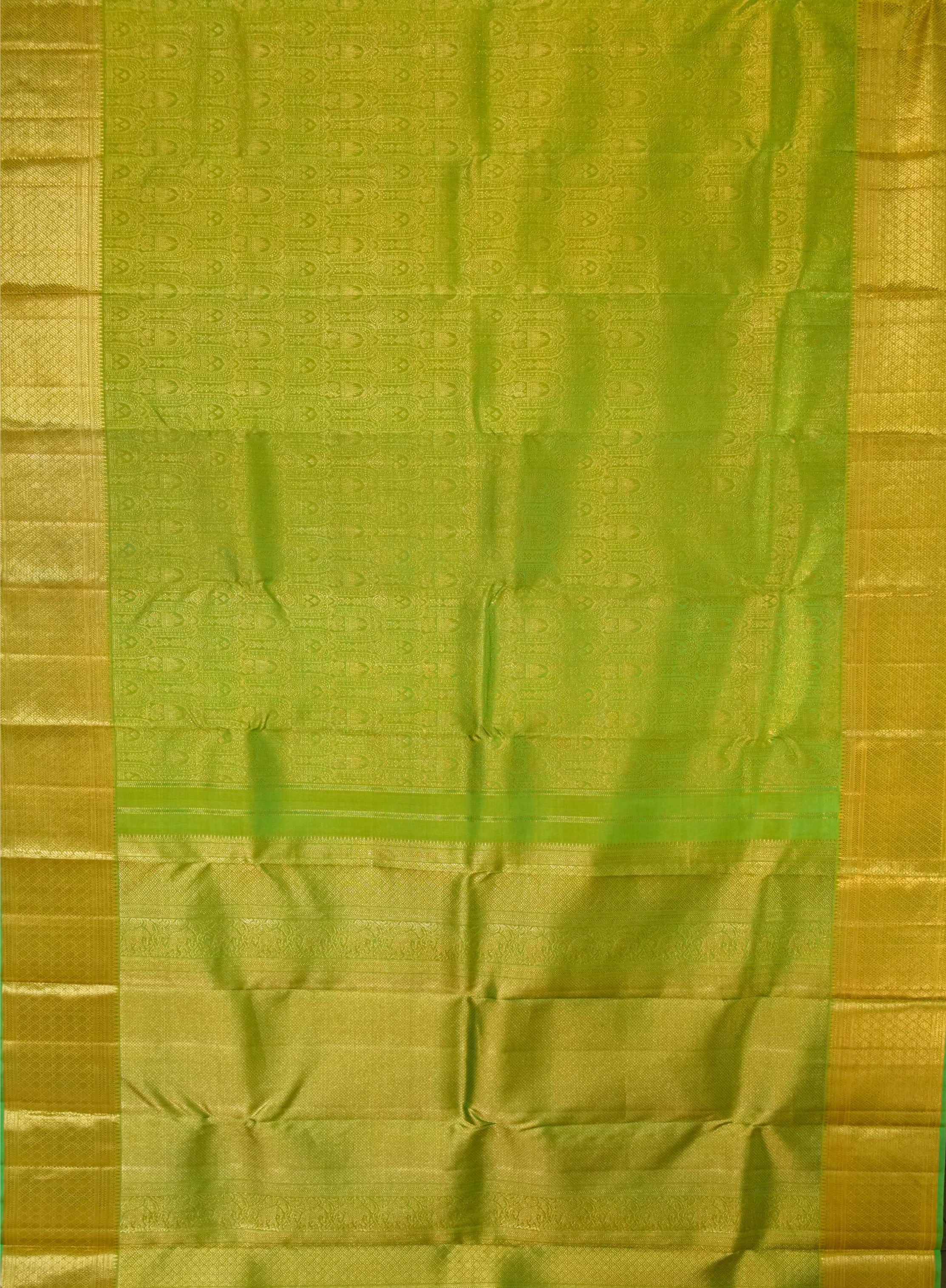 Parrot Green Tissue Kanchi Saree