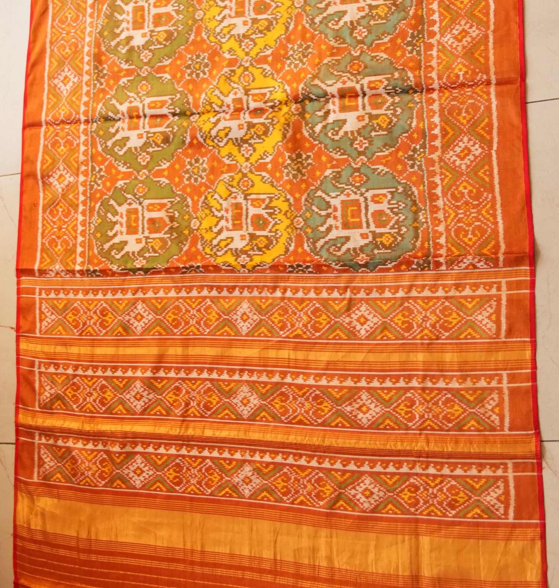 Gajaraj Blue & Yellow Tissue Patola Saree
