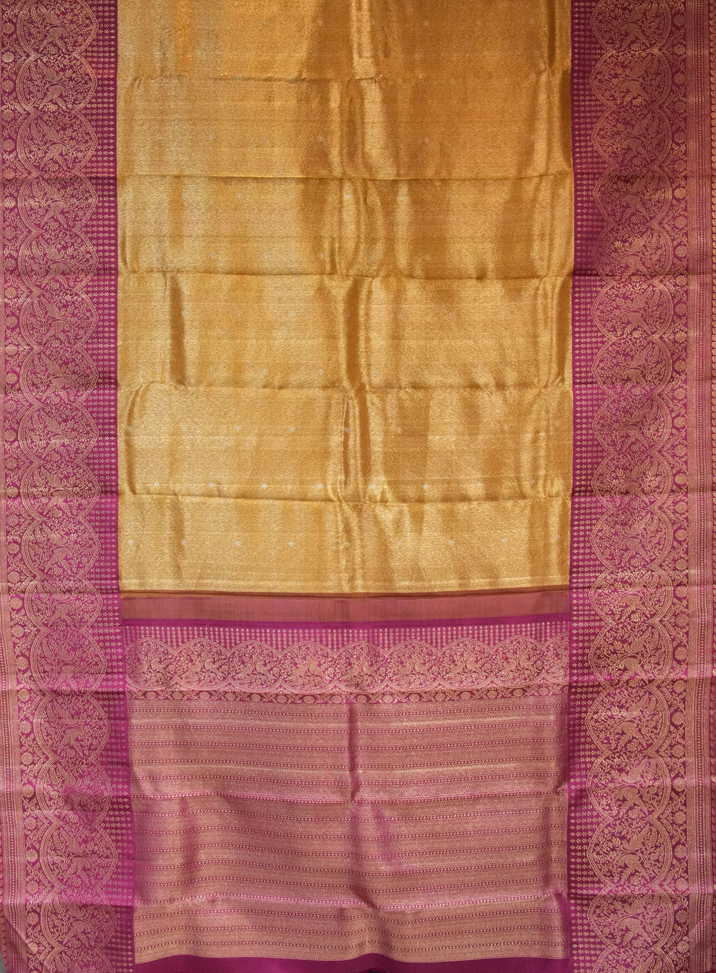 Dark Gold Saree with Contrast Wine Border
