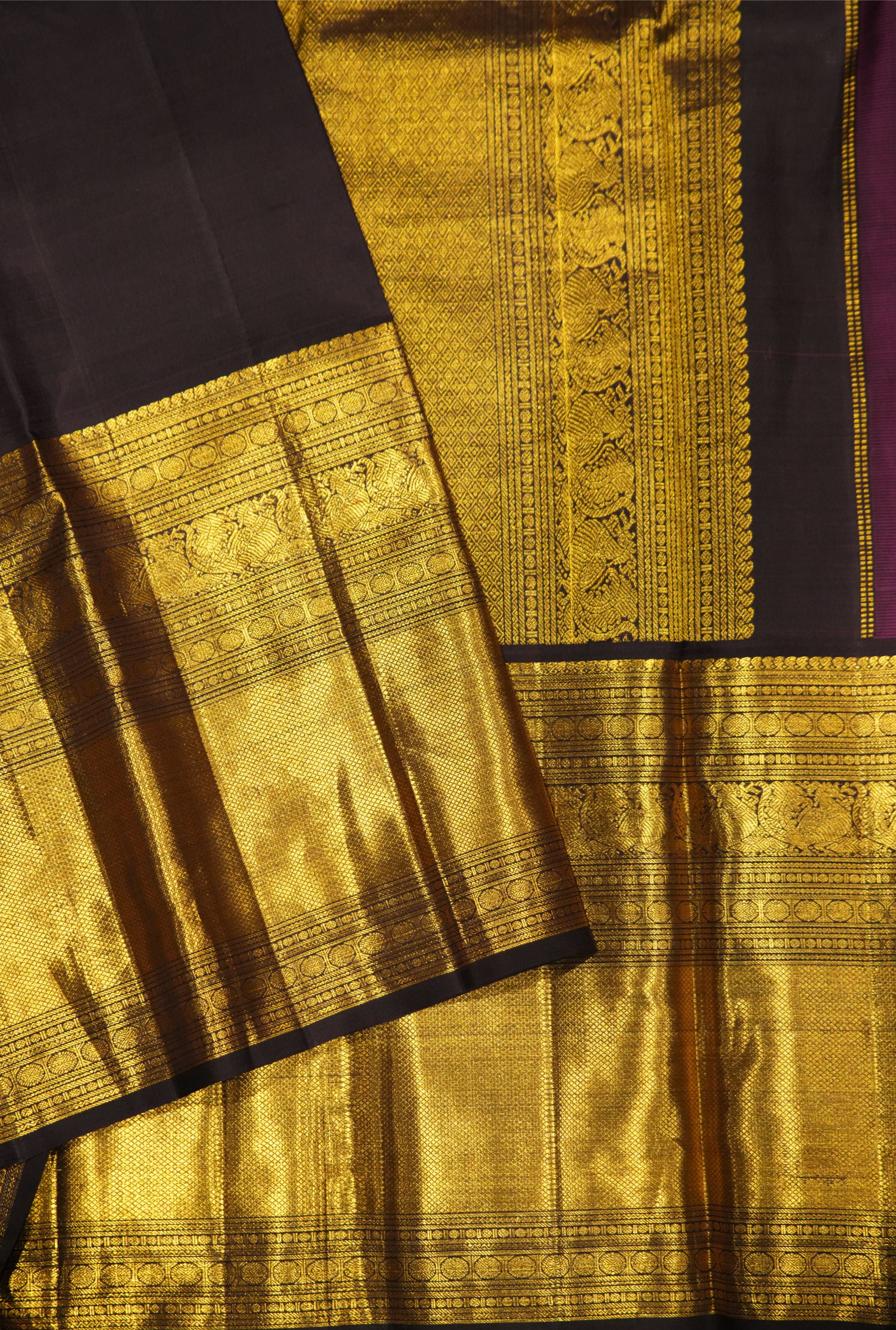 Vintage Mauve Pink Kanchi saree with Brown Border