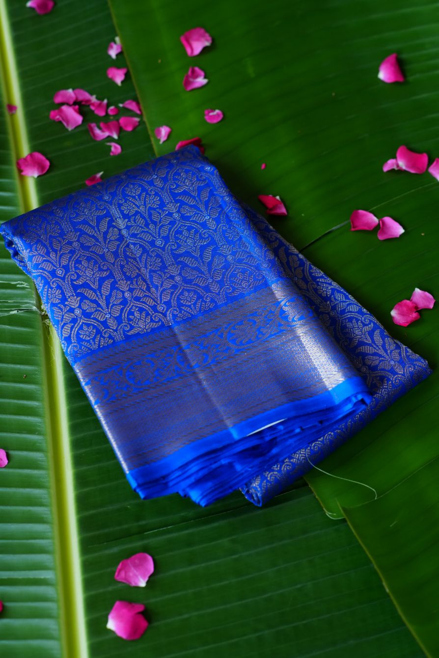 Royal Blue Floral Kanchi Saree