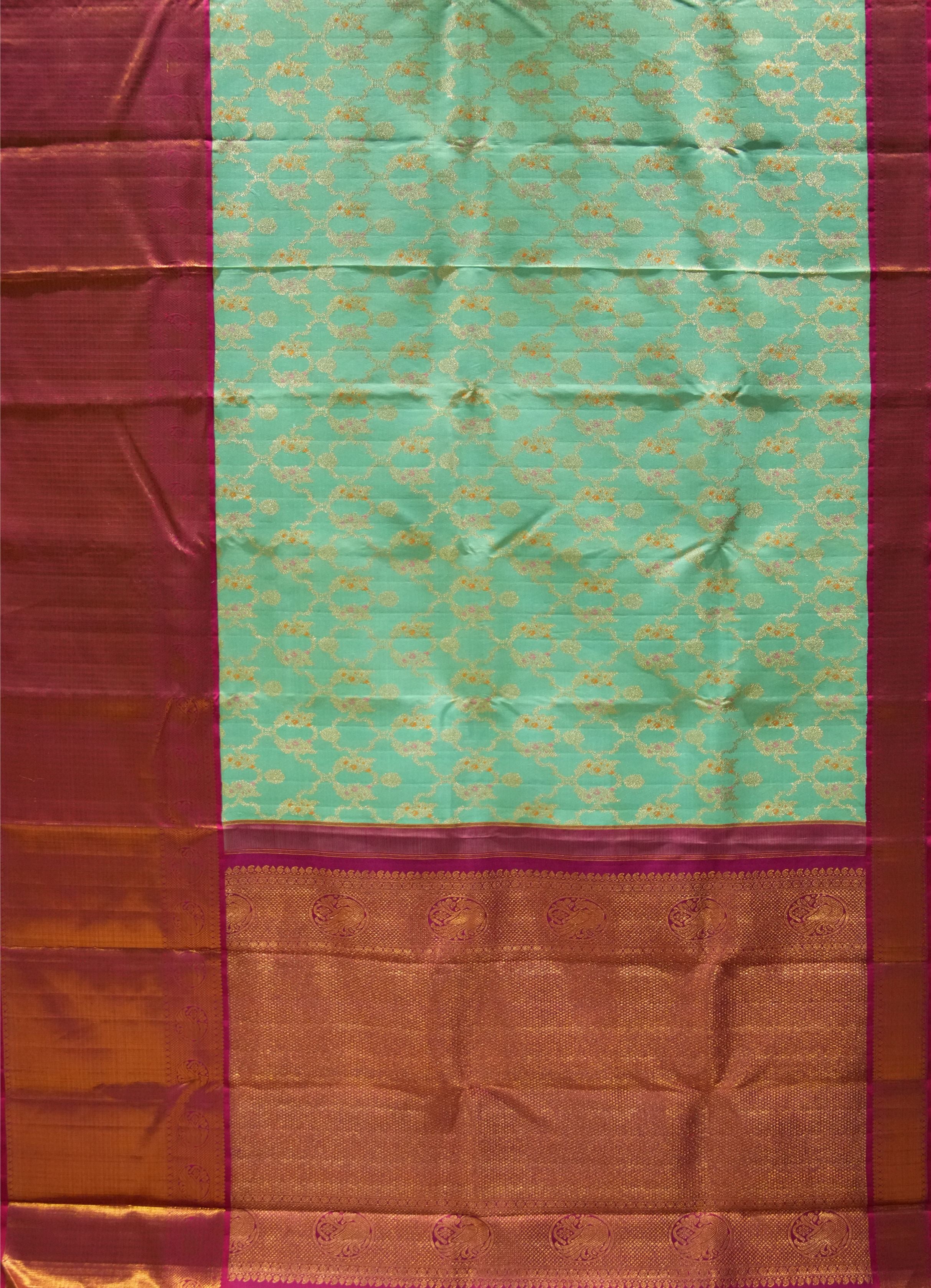 Aarini Floral Blue Kanchi Saree