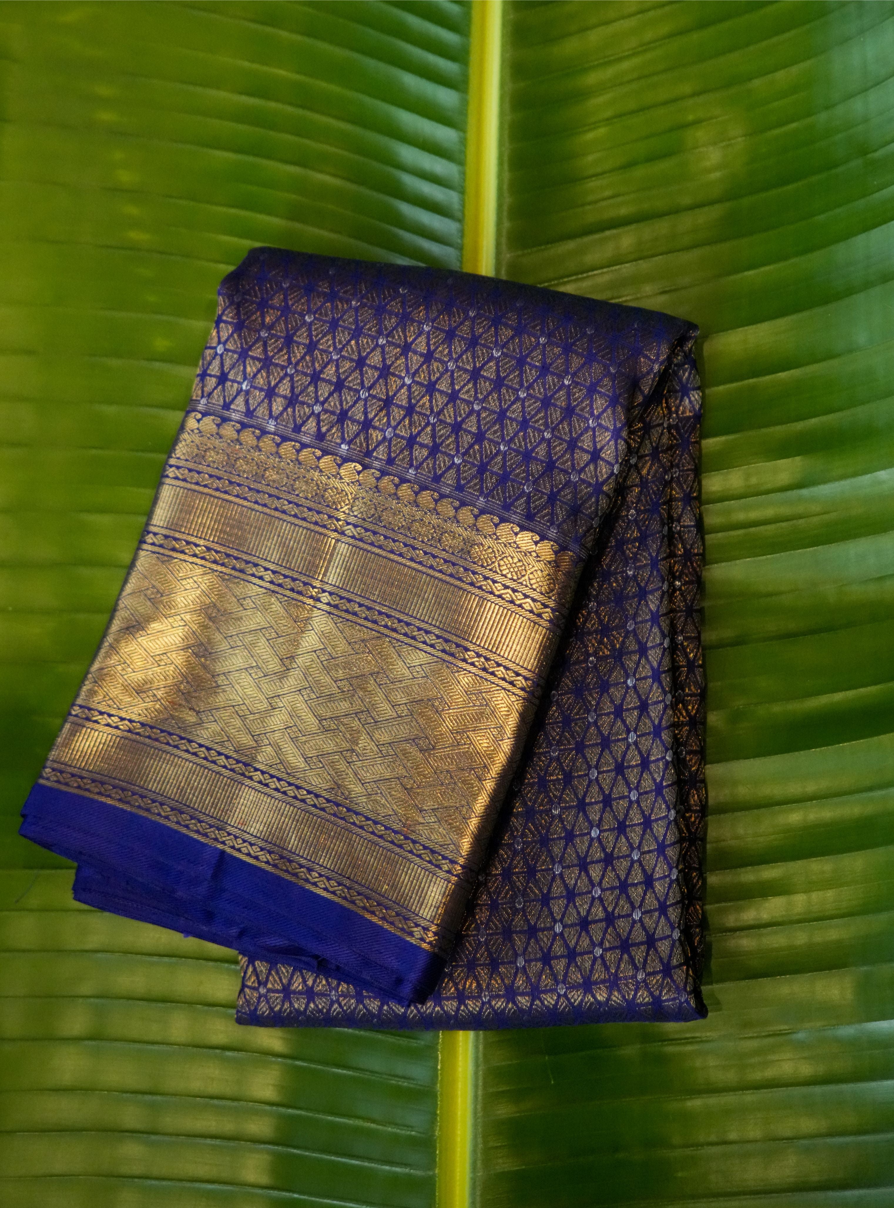 Navy Blue Kanchi saree with micro design