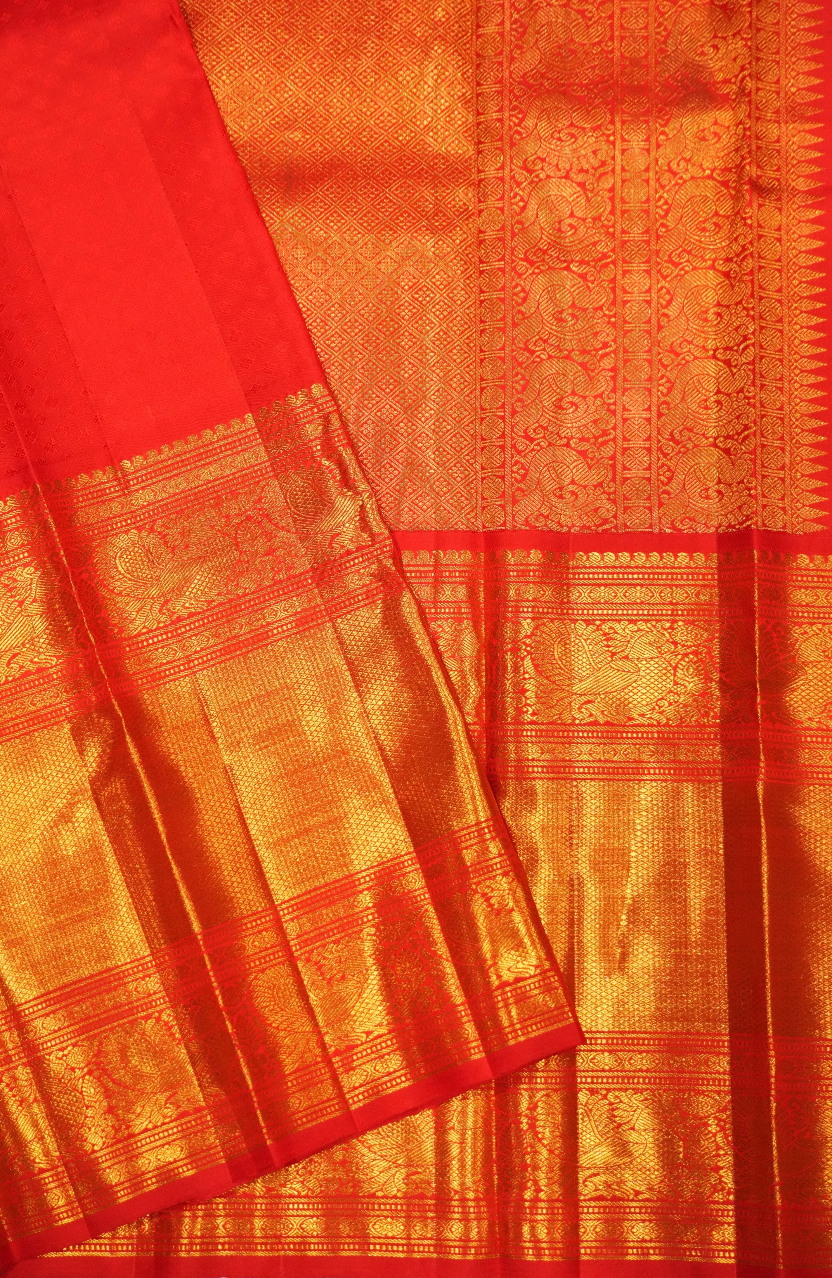 Dark Purple Tissue Kanchi Saree with Red Border