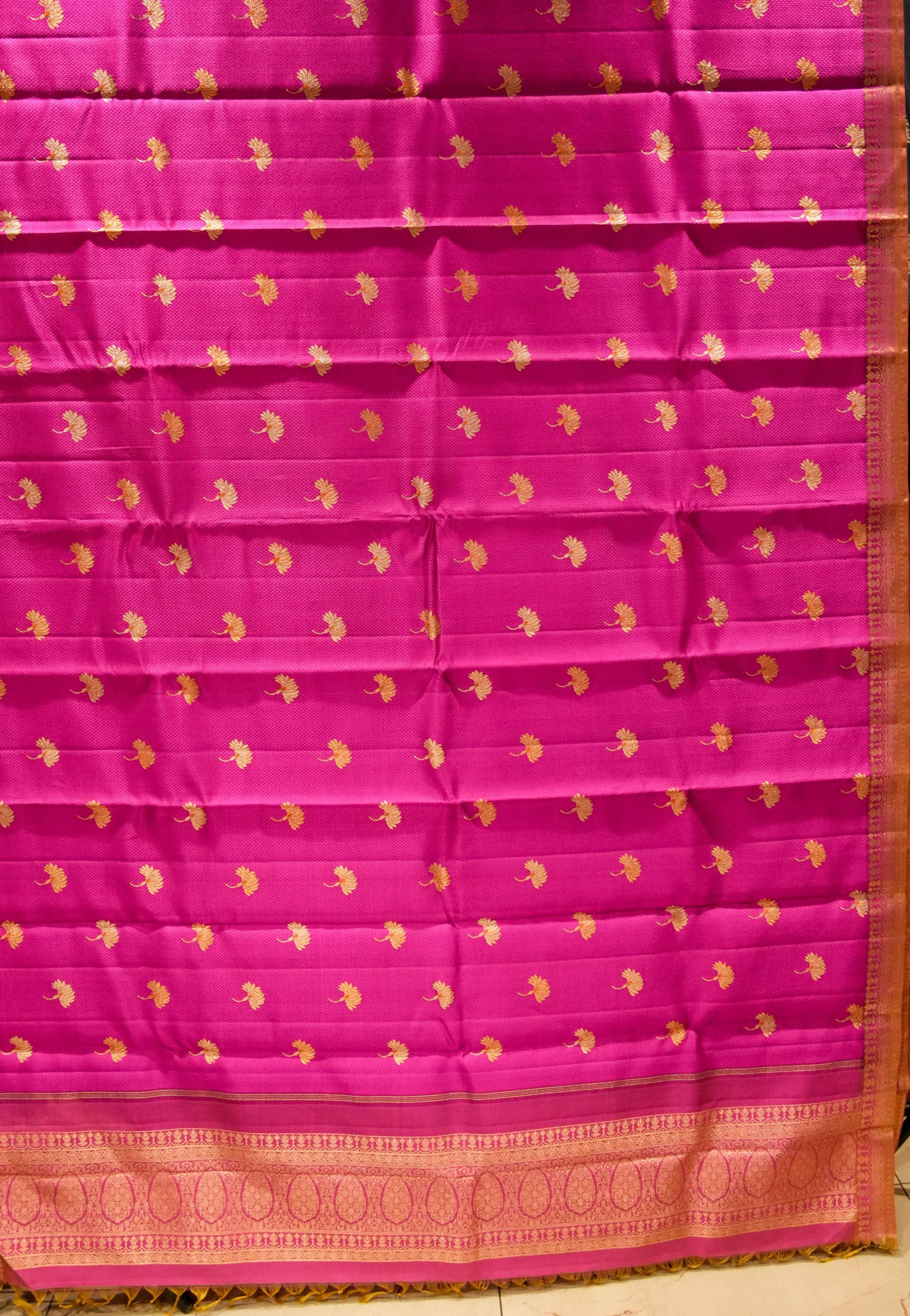 Magenta Pink Saree with Floral Motif