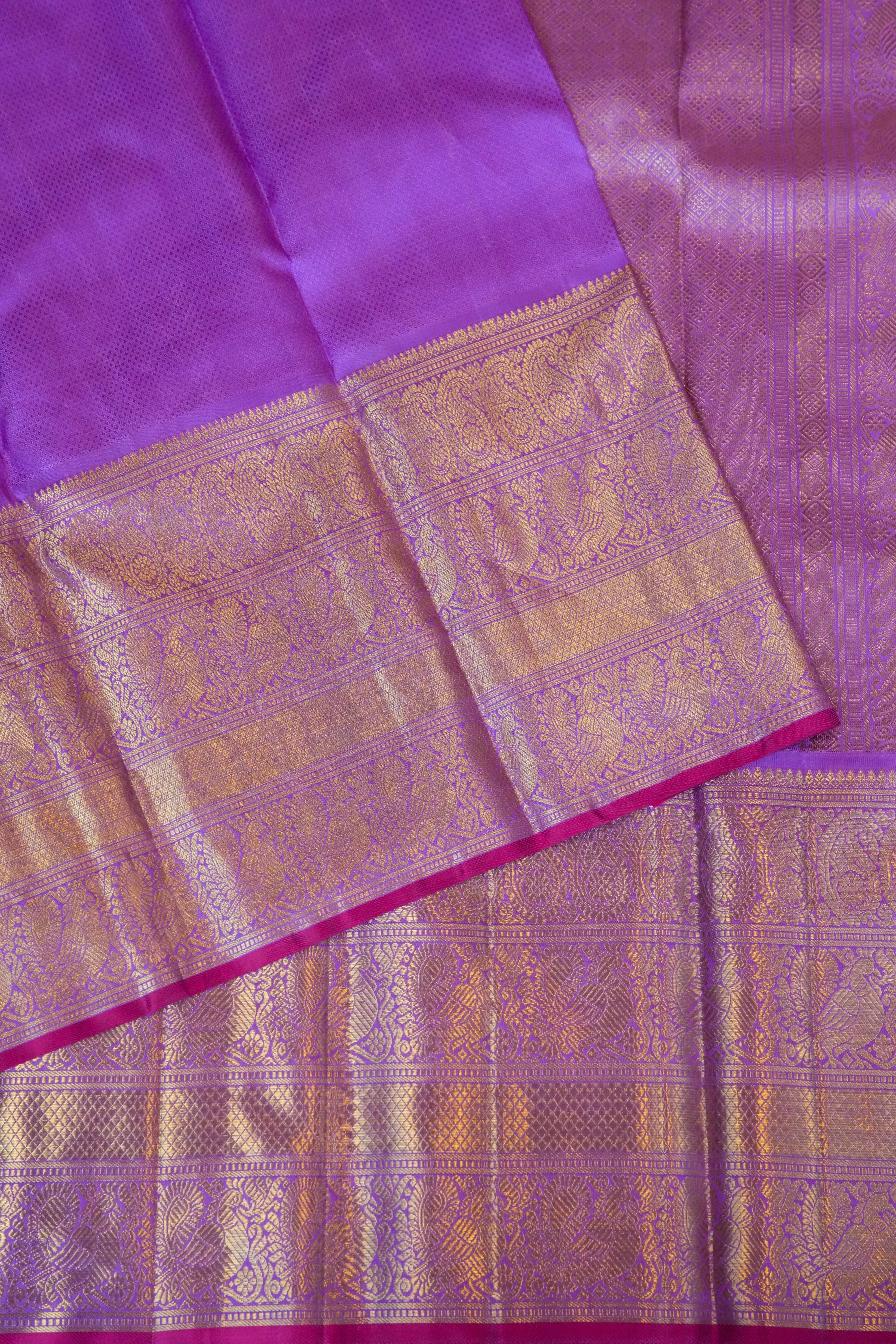 Vintage Lavender Kanchi Saree with Checks