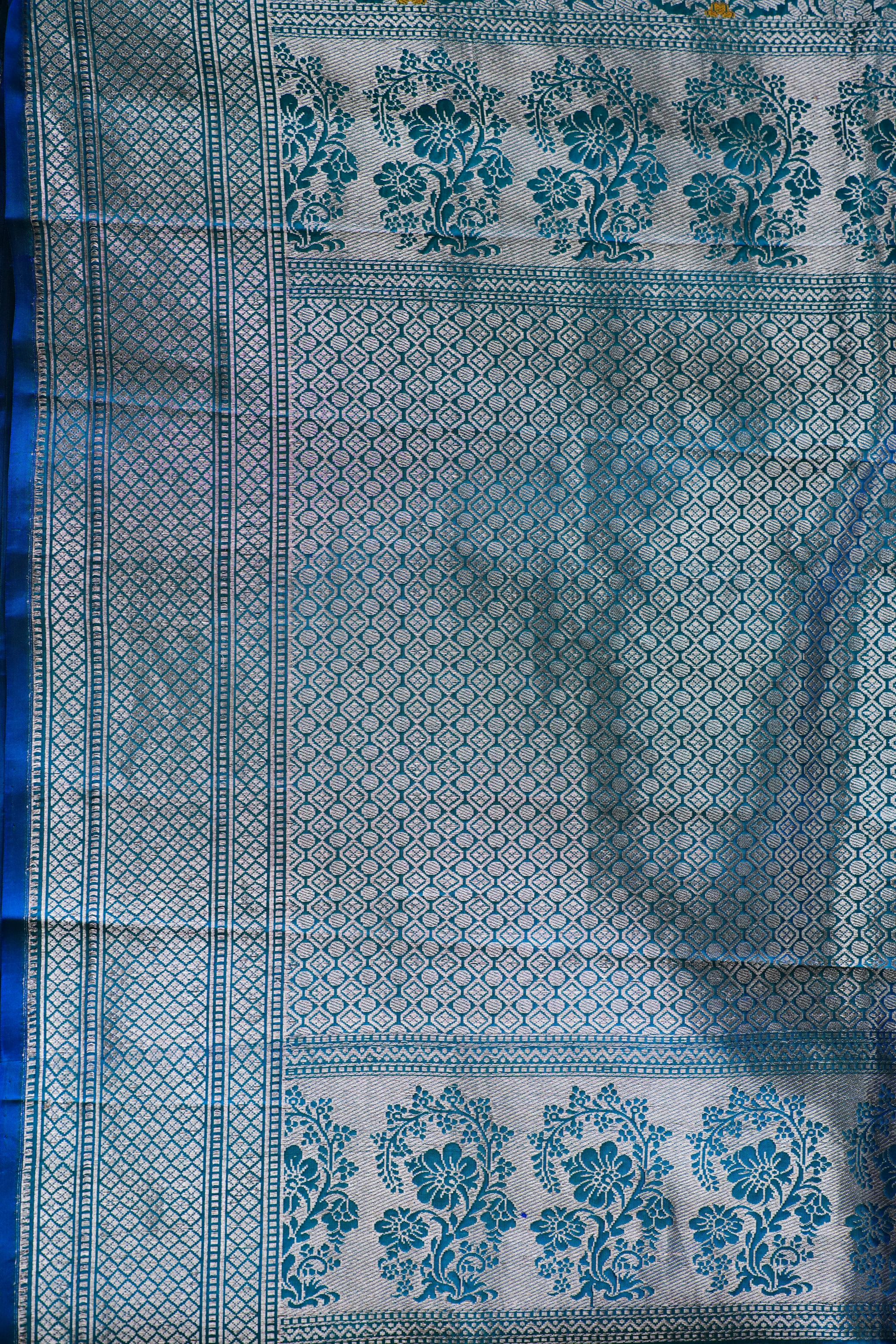 Mayura Peacock Blue Banaras Saree