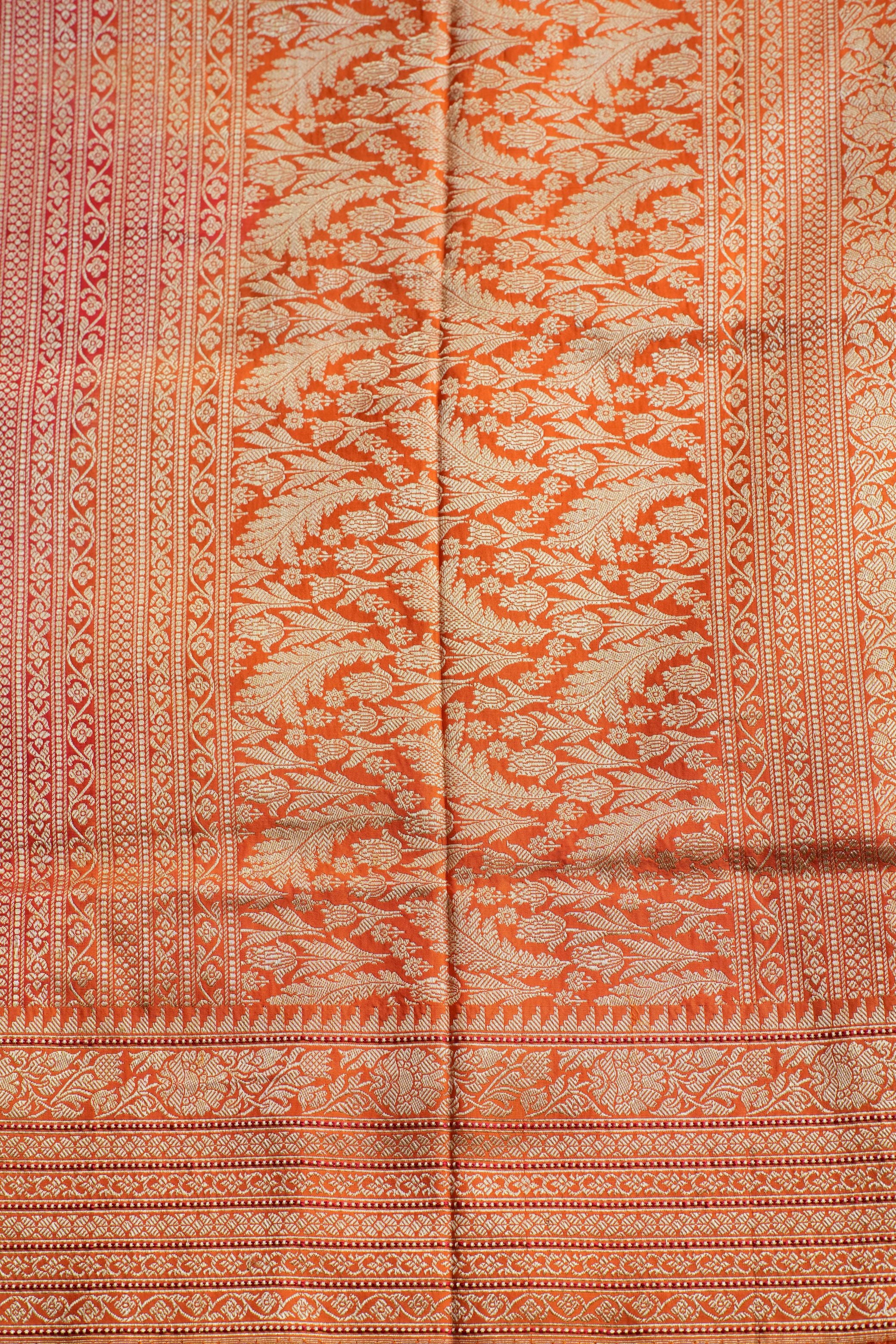 Gardinia Redish Orange Banaras Saree