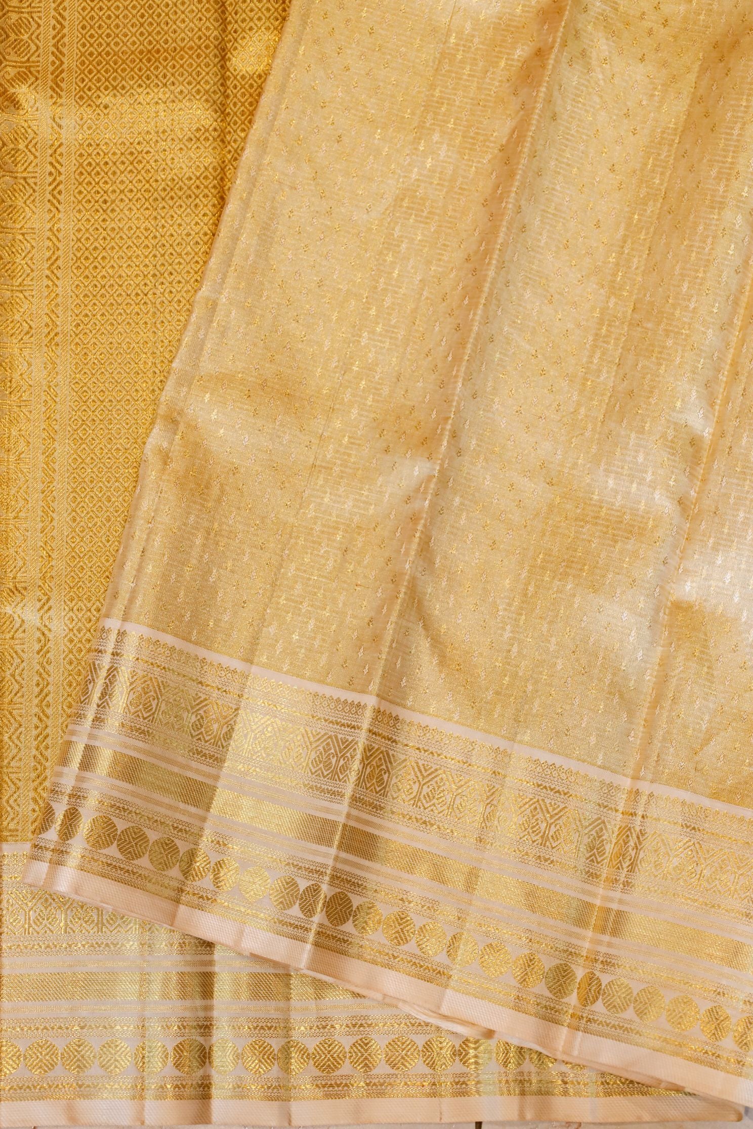Antique Gold Kanchi Saree with Ivory Border