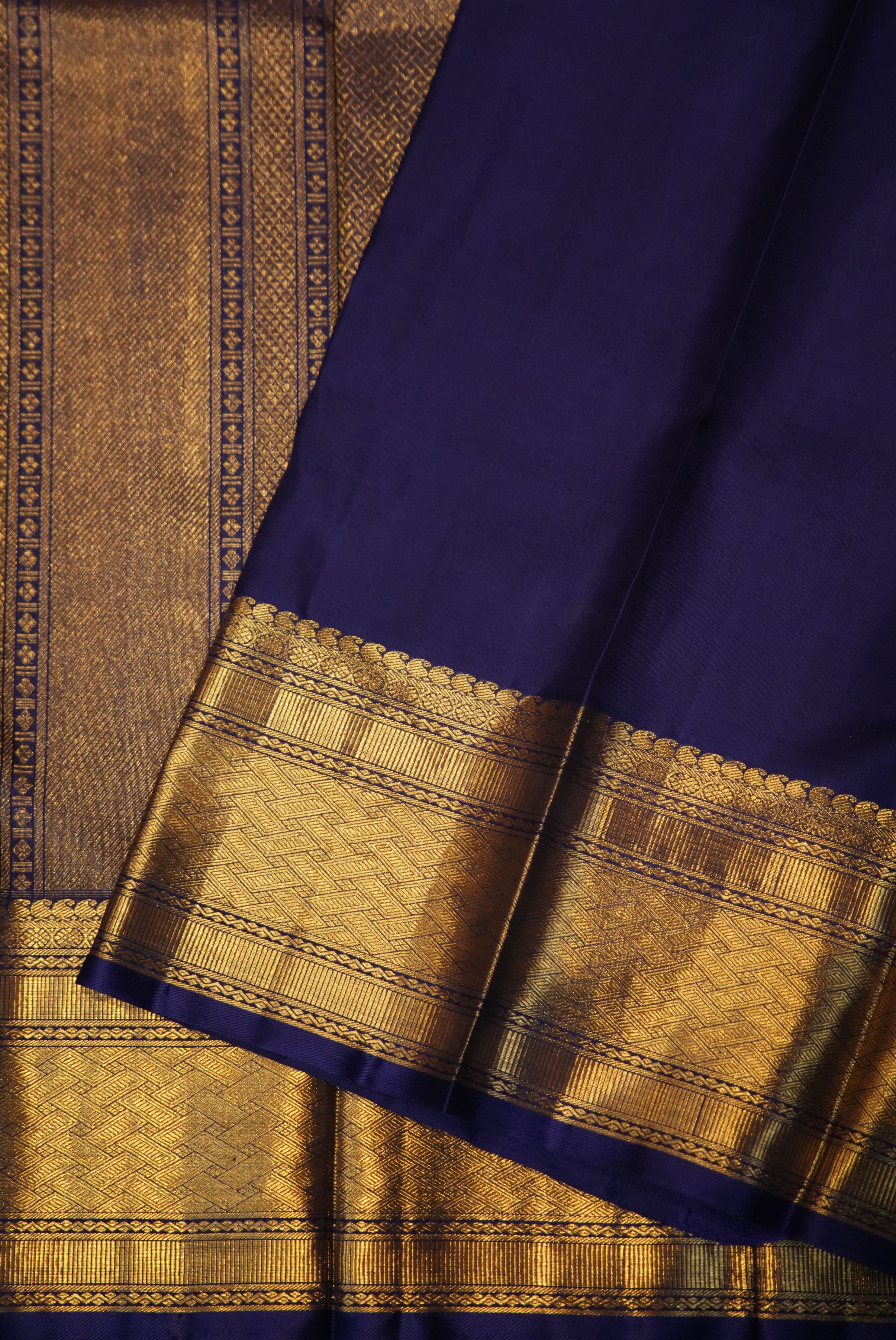 Navy Blue Kanchi saree with micro design