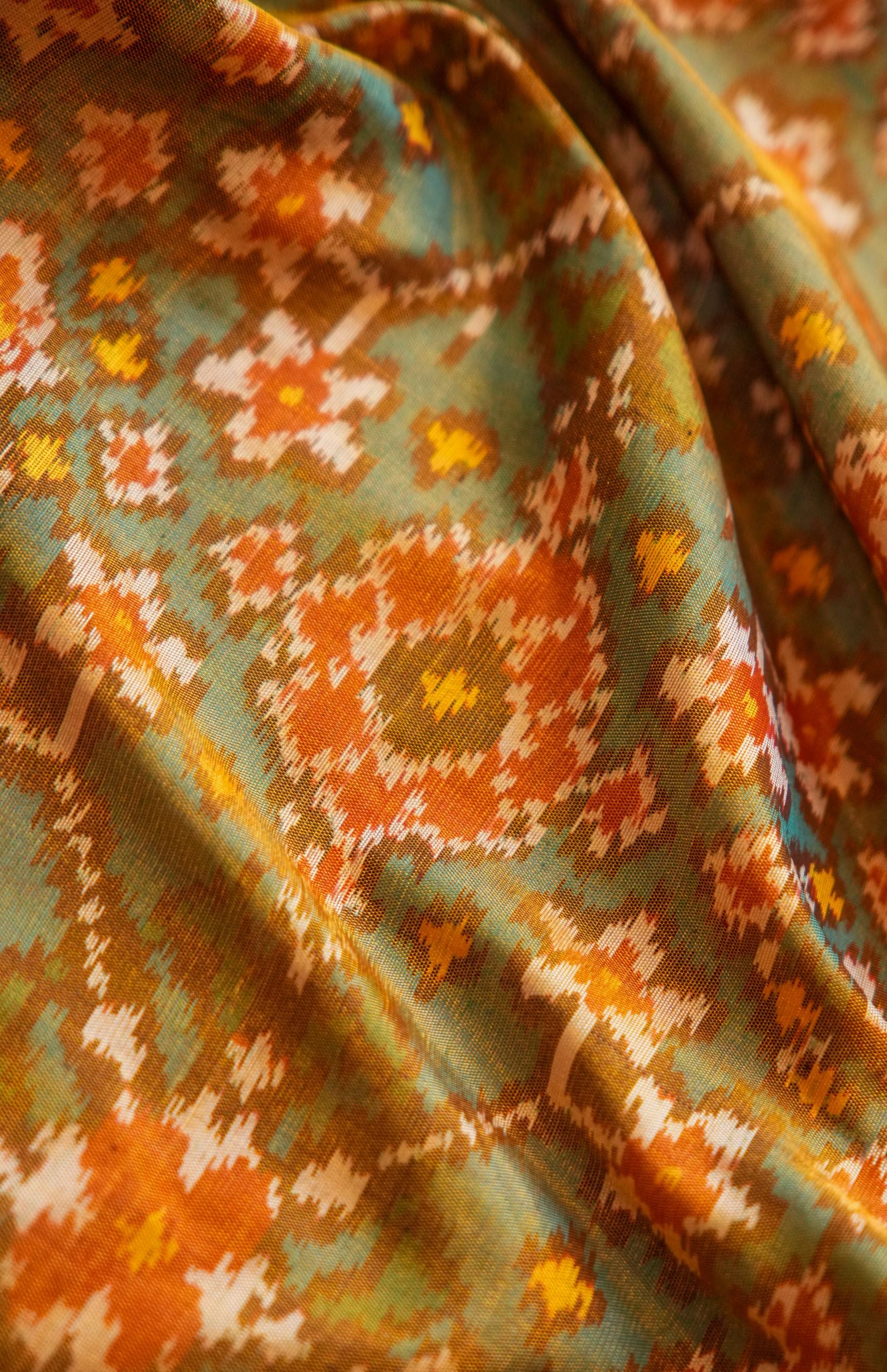 Maina Green & Yellow Tissue Patola Saree