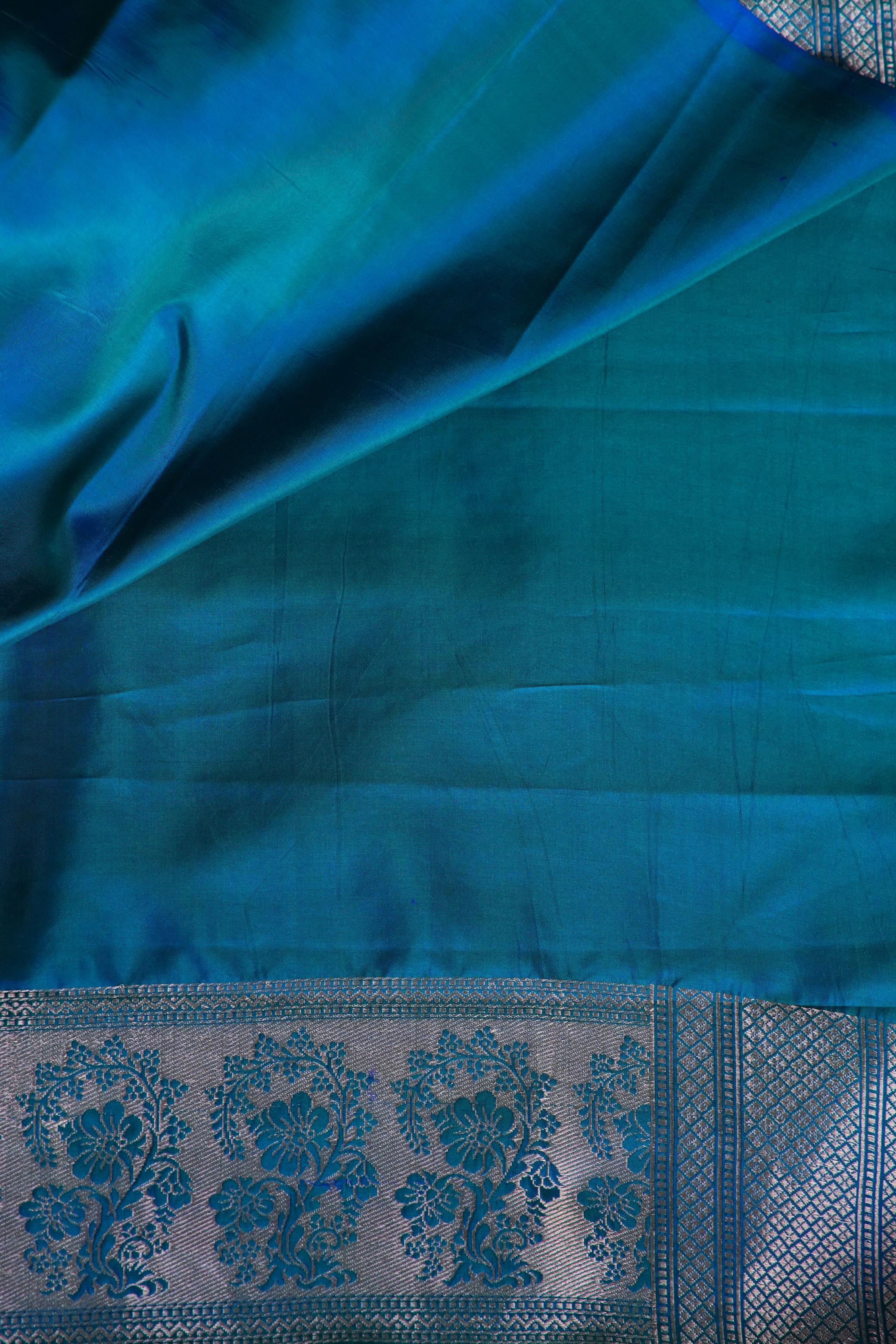 Mayura Peacock Blue Banaras Saree