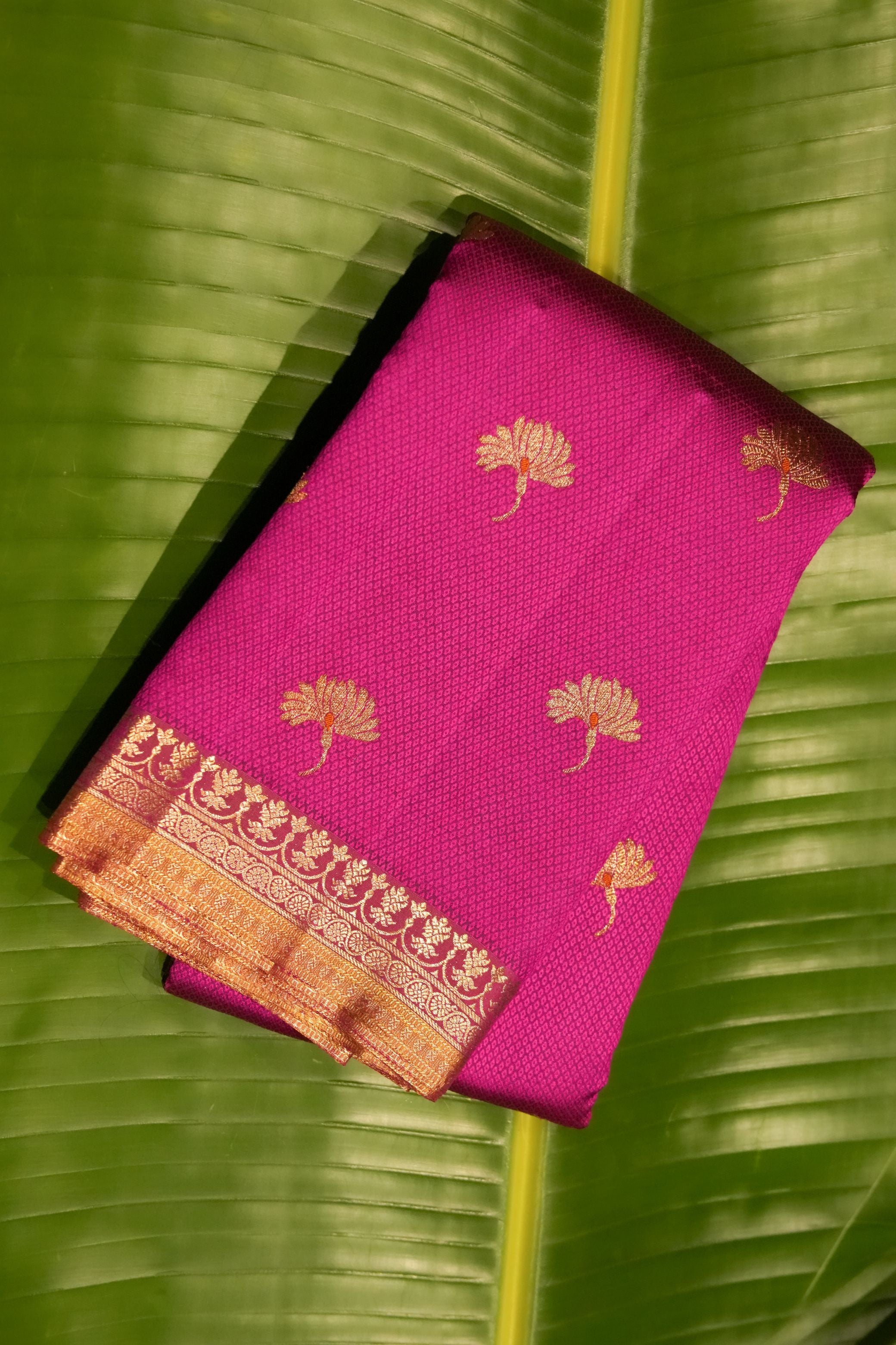 Magenta Pink Saree with Floral Motif