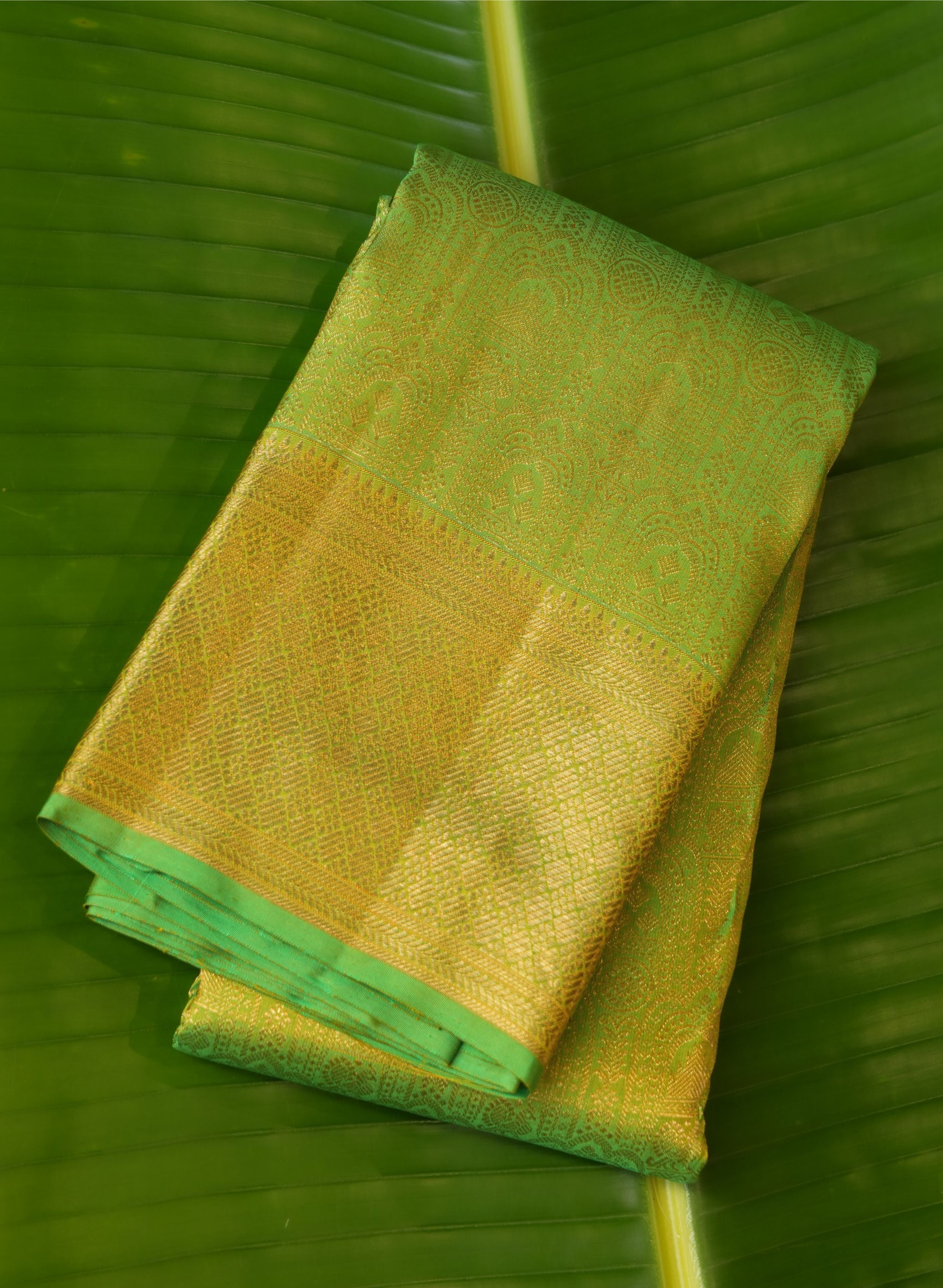 Parrot Green Tissue Kanchi Saree