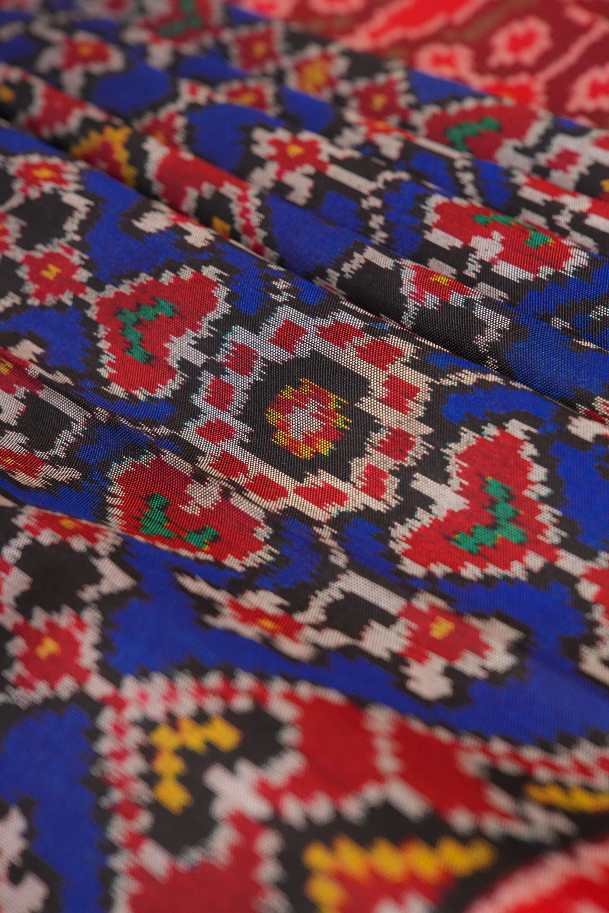 Mallika Blue and Red Patola Saree