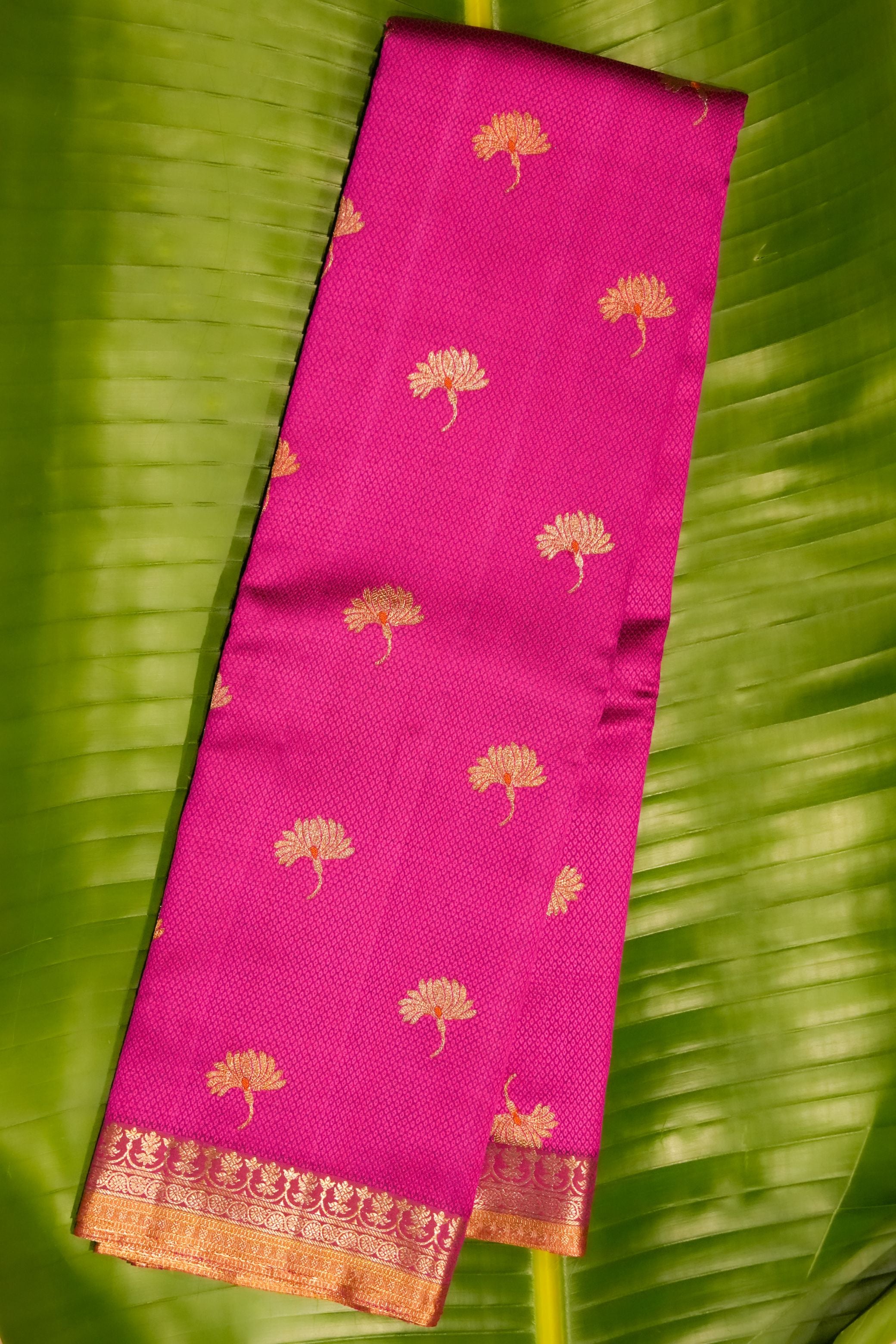 Magenta Pink Saree with Floral Motif