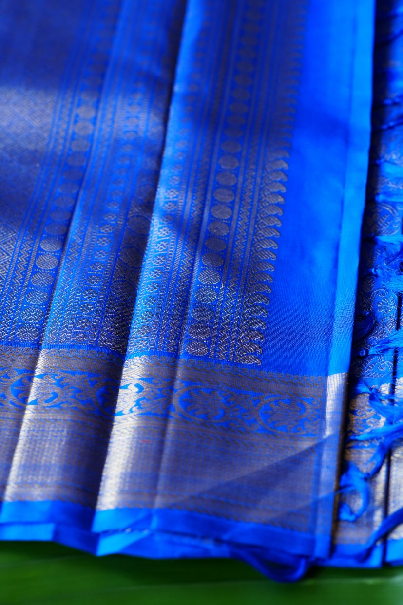 Royal Blue Floral Kanchi Saree