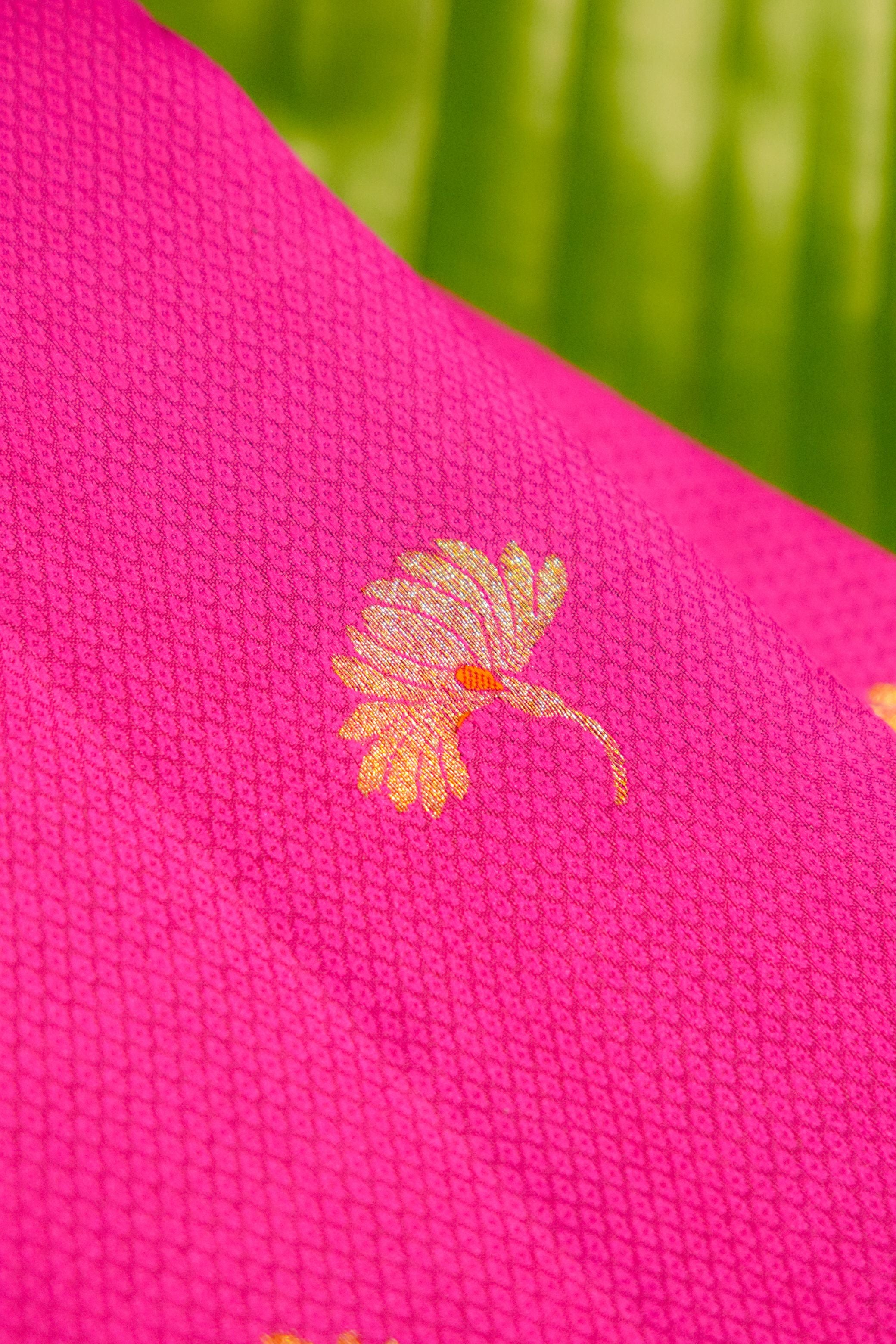 Magenta Pink Saree with Floral Motif