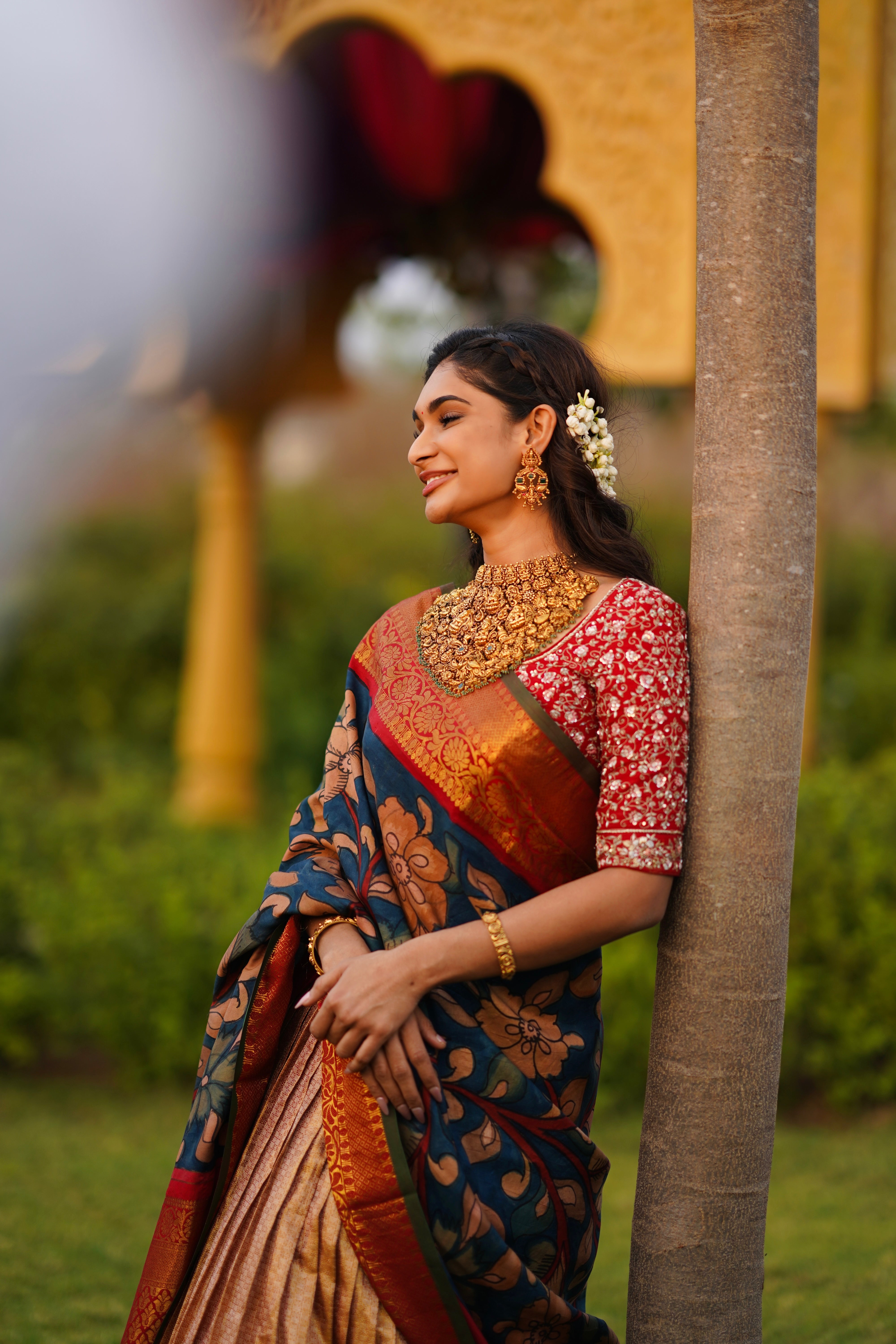 Flourish Red and Gold Pattu lehenga set