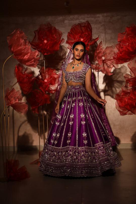 Piquant Purple embroidered Lehenga Set