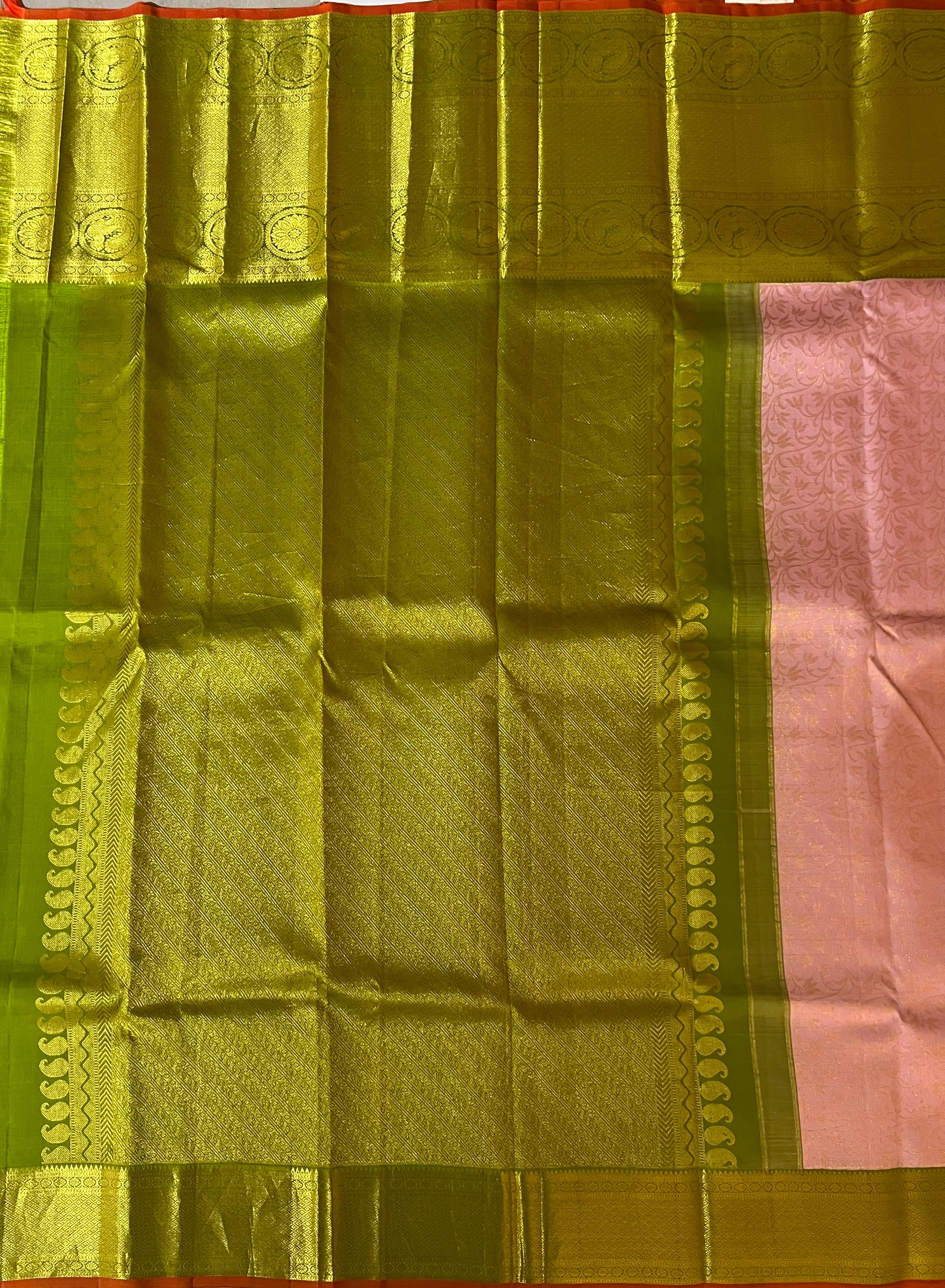Light pink and green kanjeevaram Silk saree