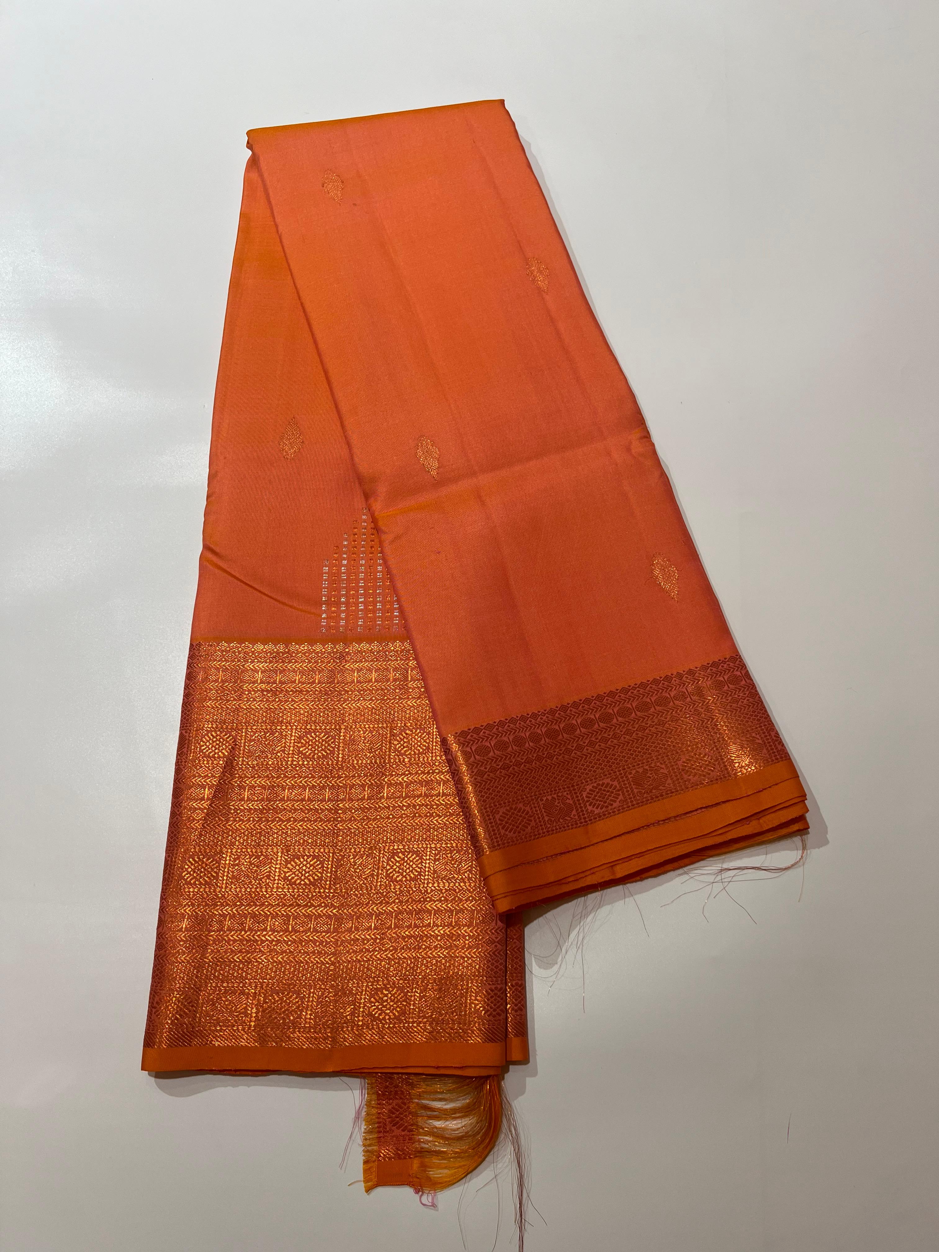 Orange kanjeevaram silk saree