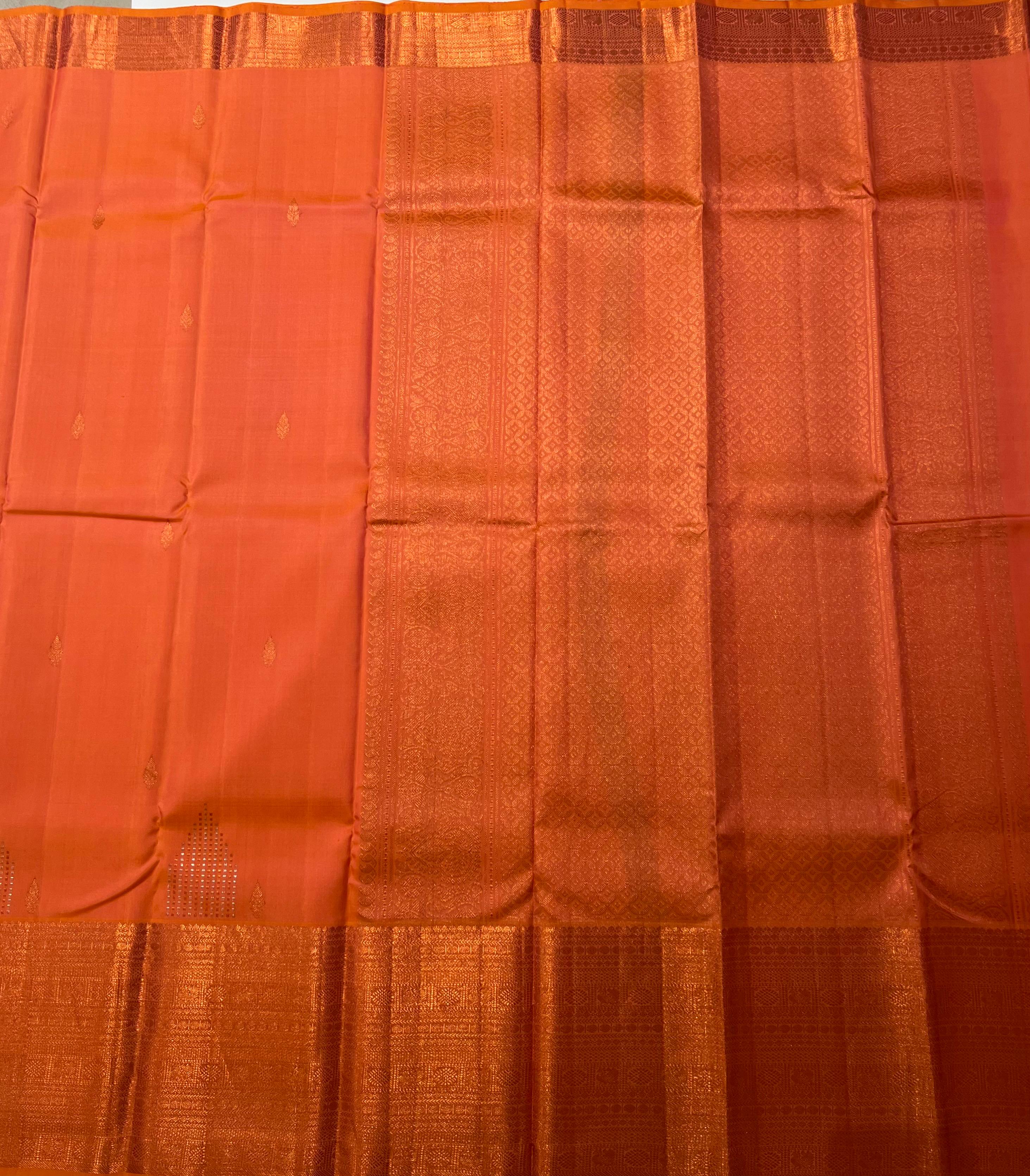 Orange kanjeevaram silk saree