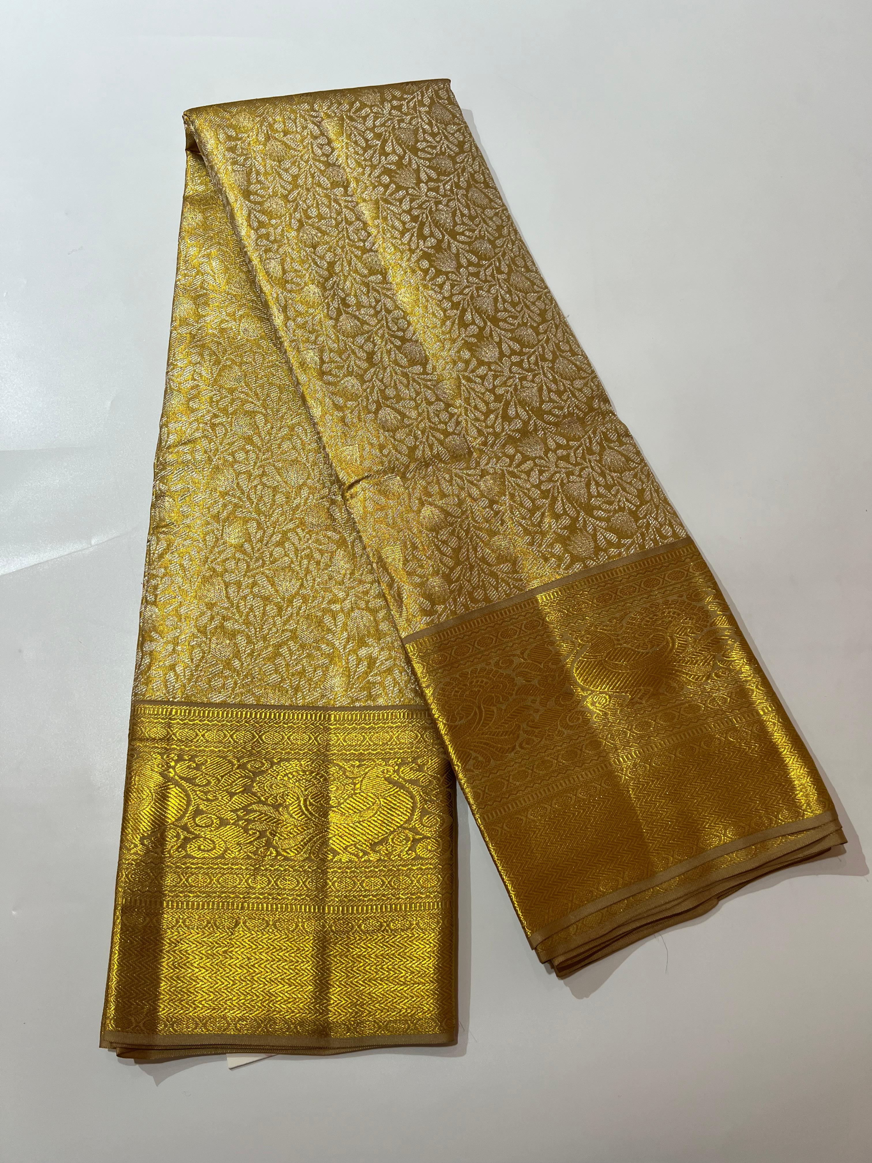 Golden Kanjeevaran silk saree