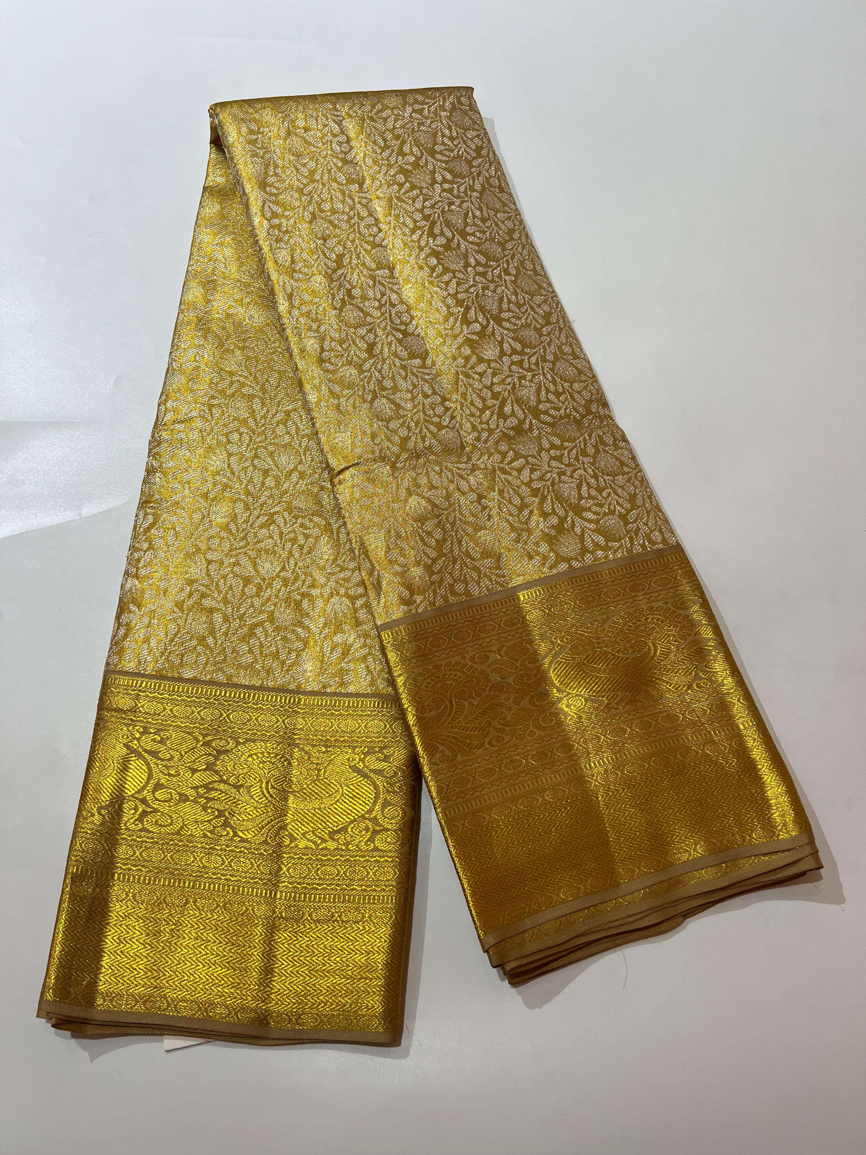 Golden Kanjeevaran silk saree