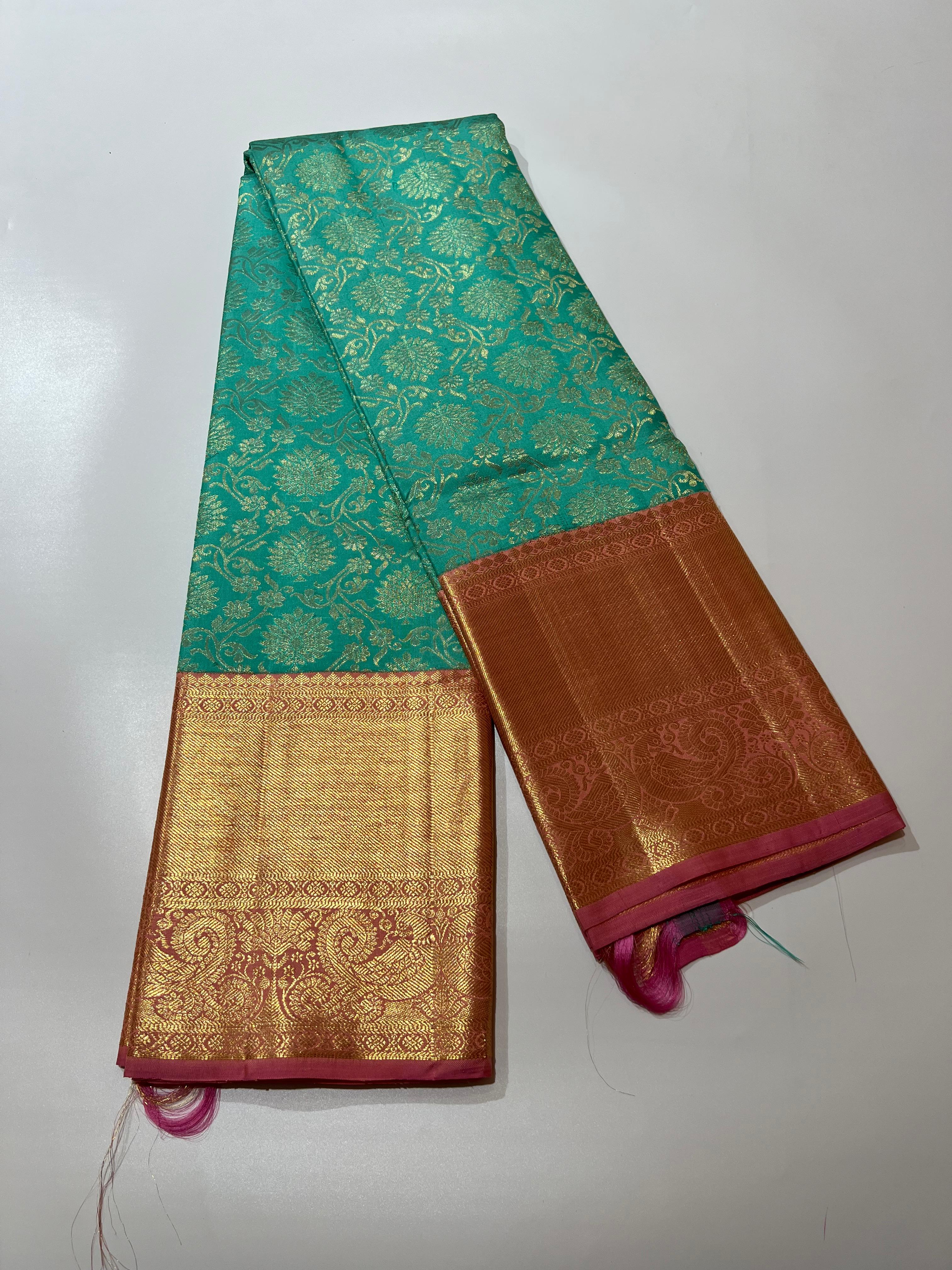 Green and maroon Kanjeevaram silk saree