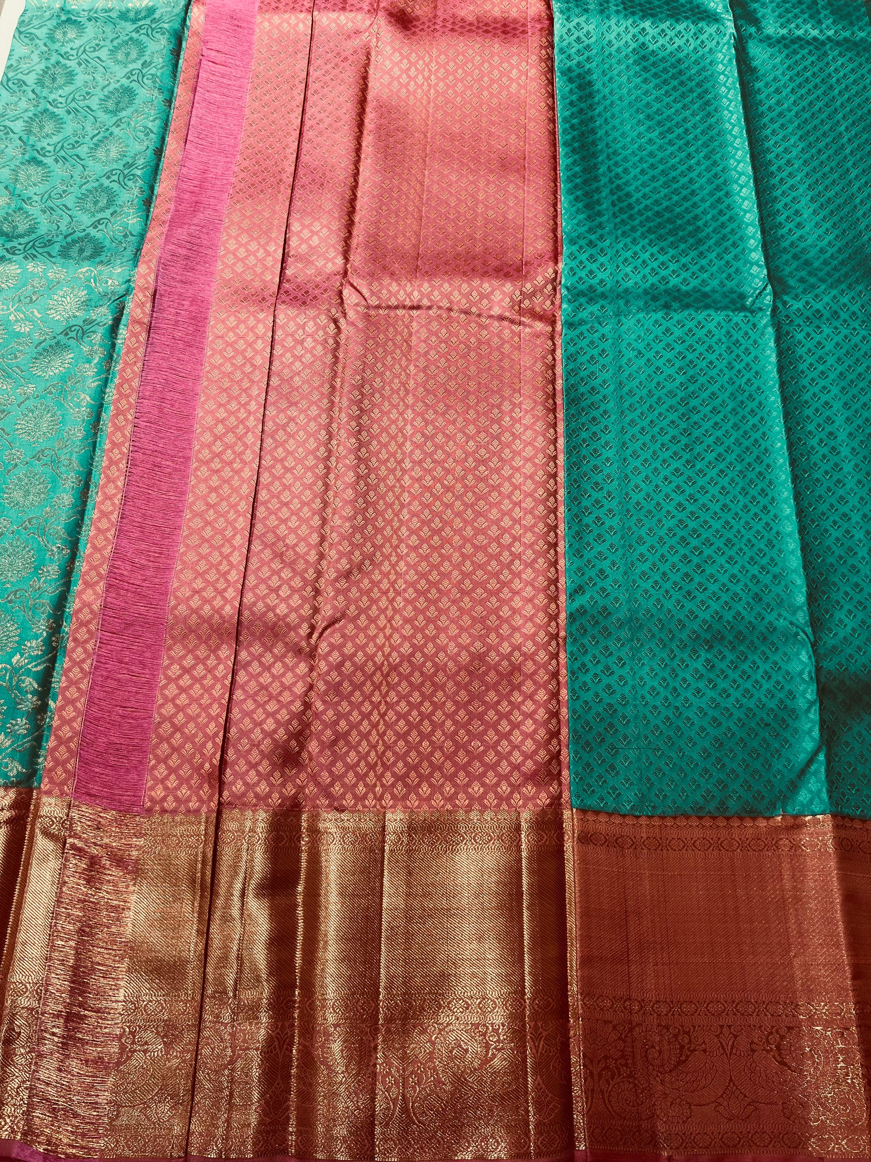 Green and maroon Kanjeevaram silk saree