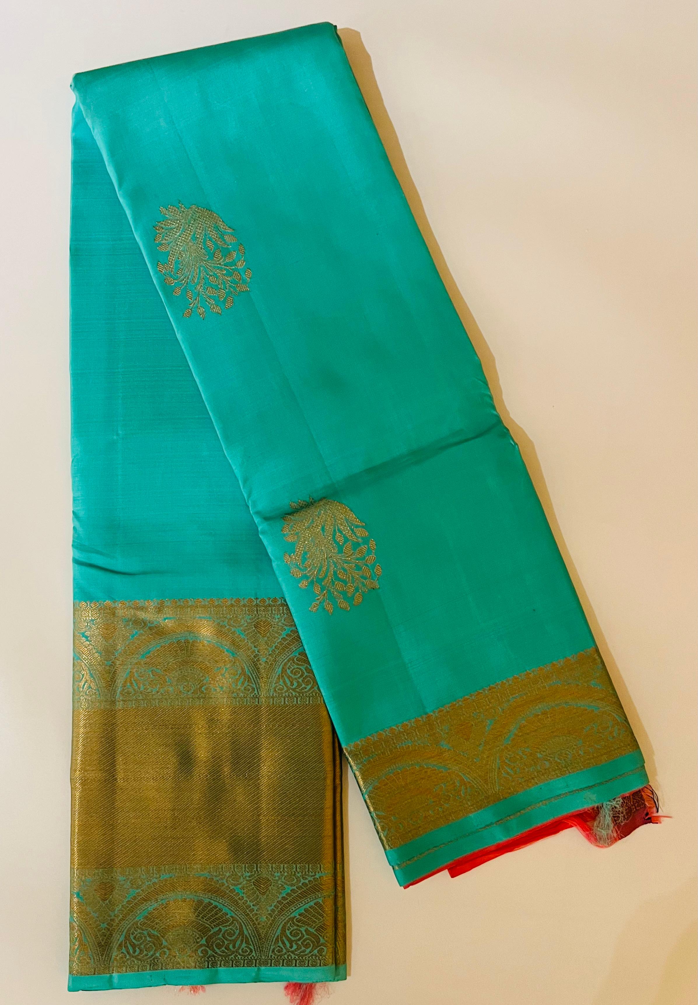 Sea green kanjeevaram silk saree