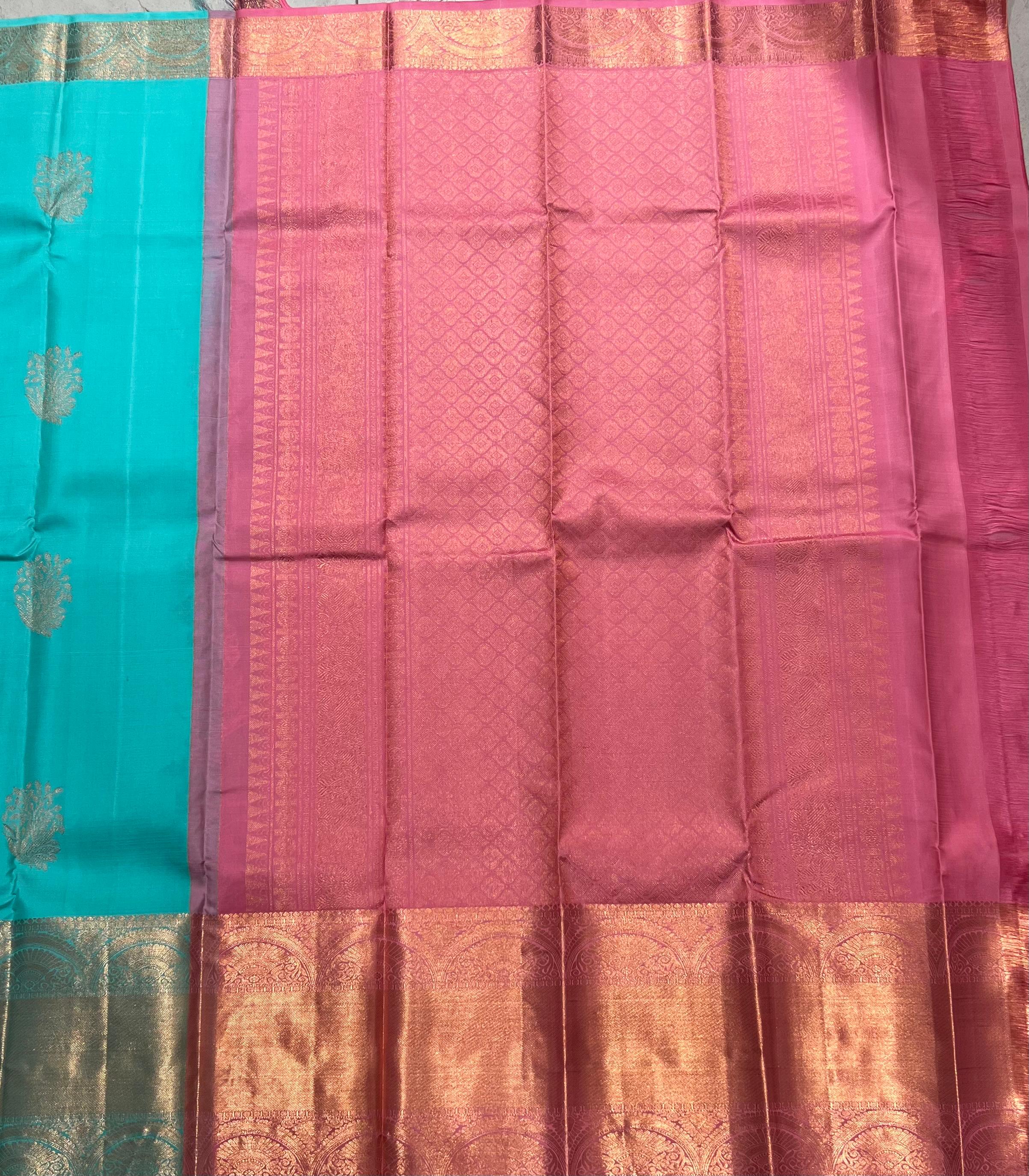 Sea green kanjeevaram silk saree