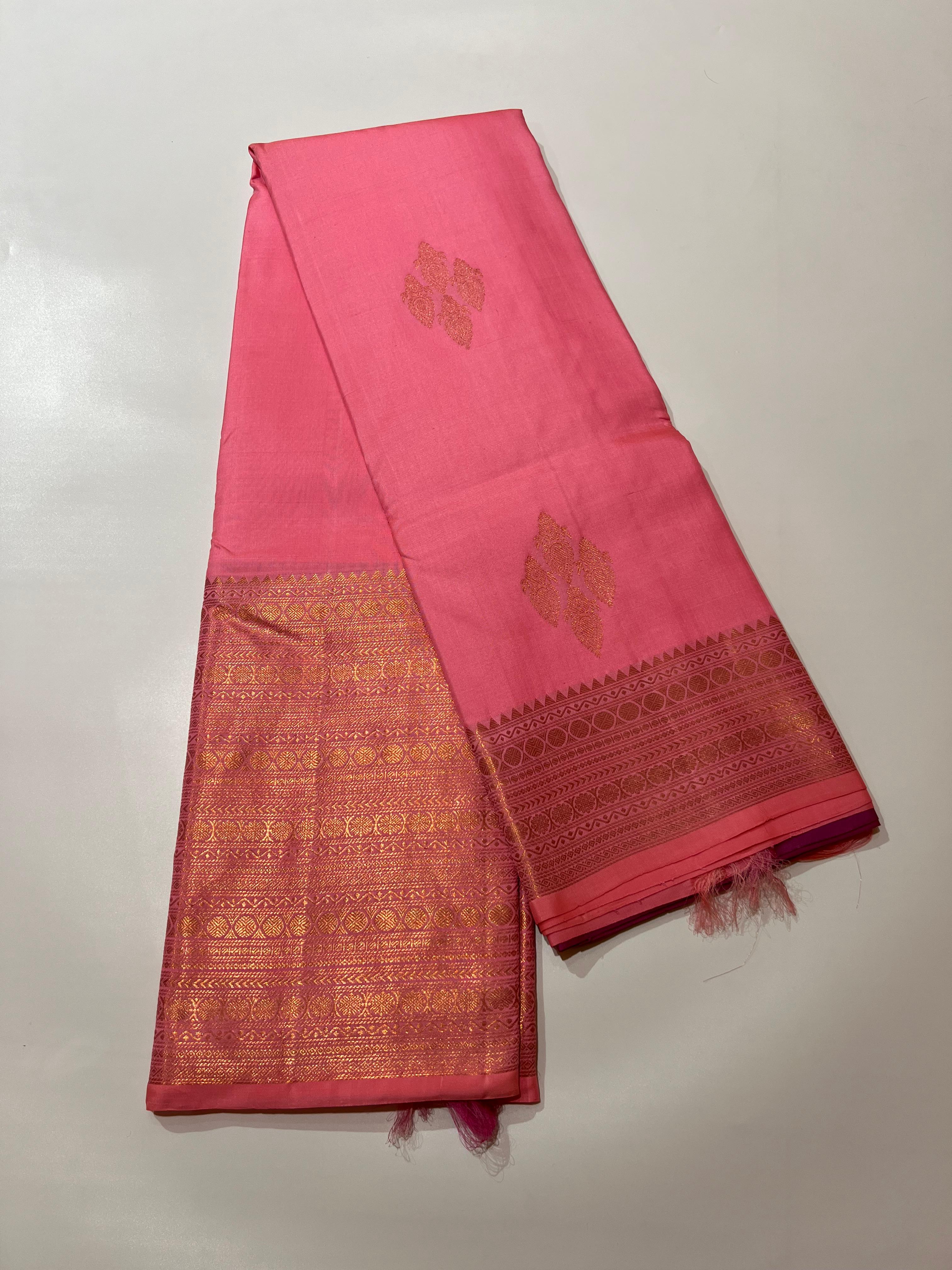 Pink kanjeevaram silk saree