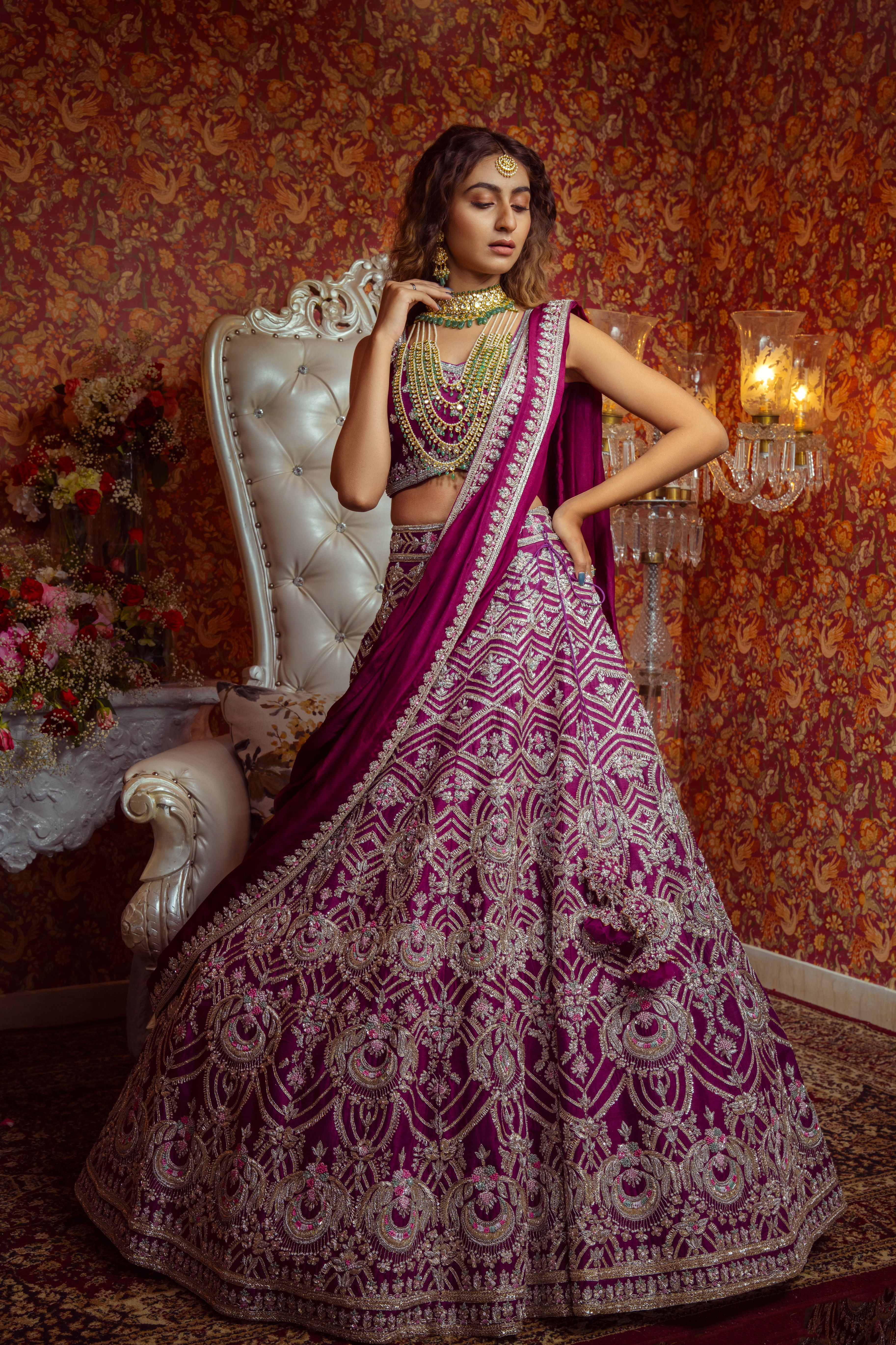Vibrant Wine Lehenga Set 1