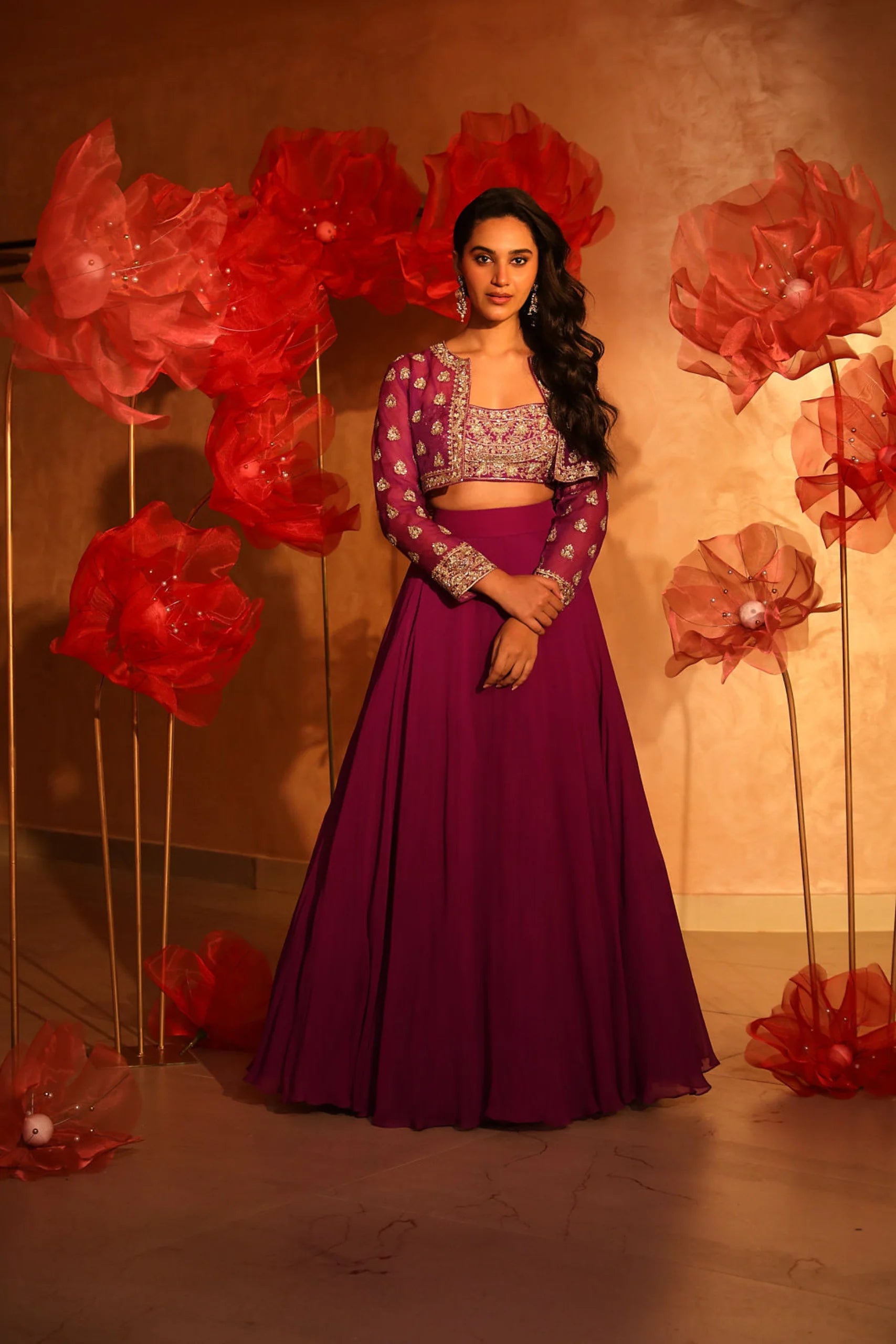 Precious Purple Lehenga Set with embroidered short Jacket