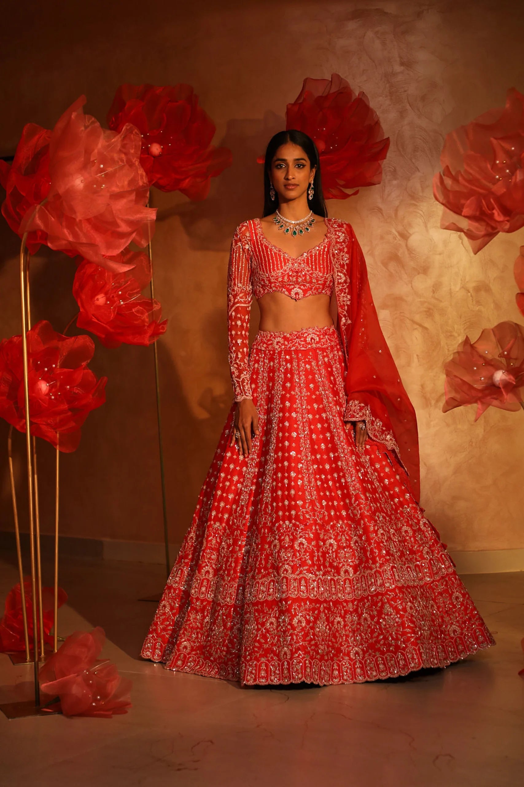 Vermillion Orange Lehenga Set