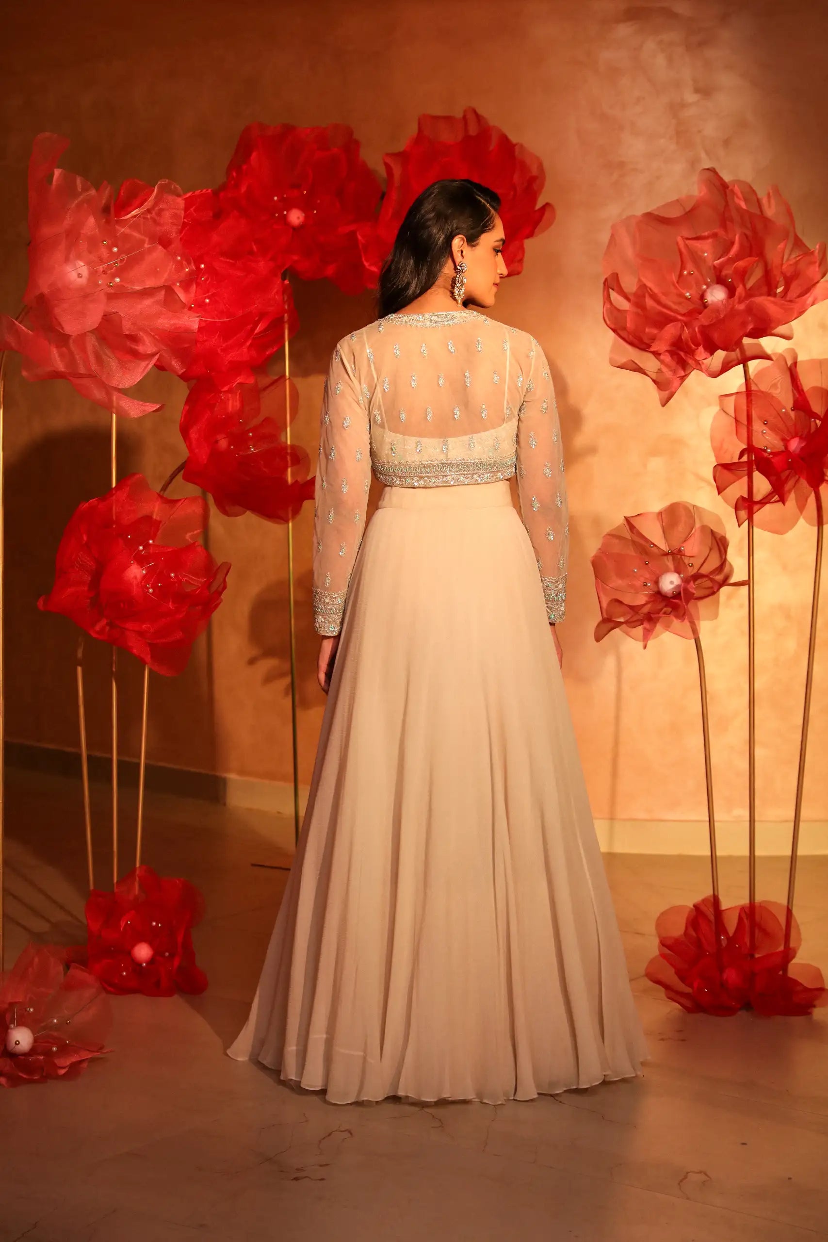 Belleza Ivory Lehenga Set with Embroided Jacket1