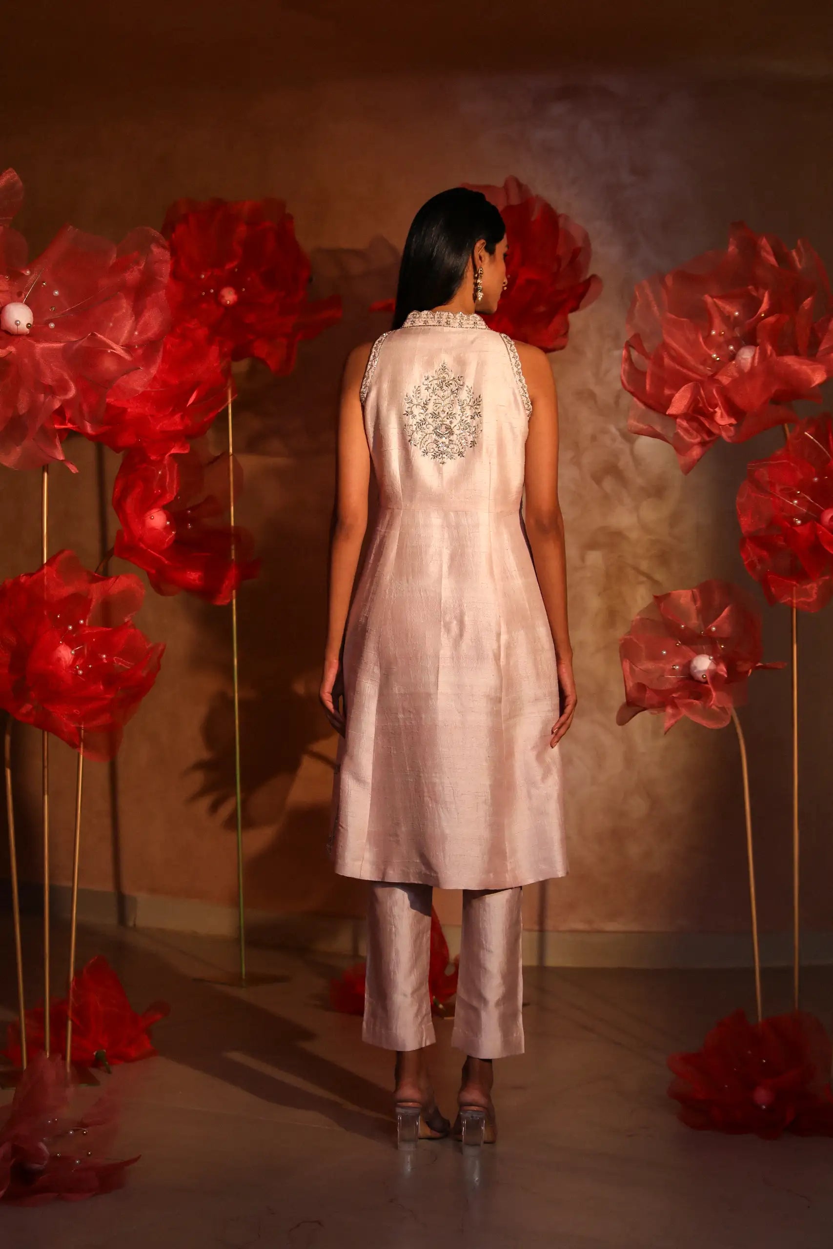 Lavish Lilac Ivory Embroidered Kurta Set