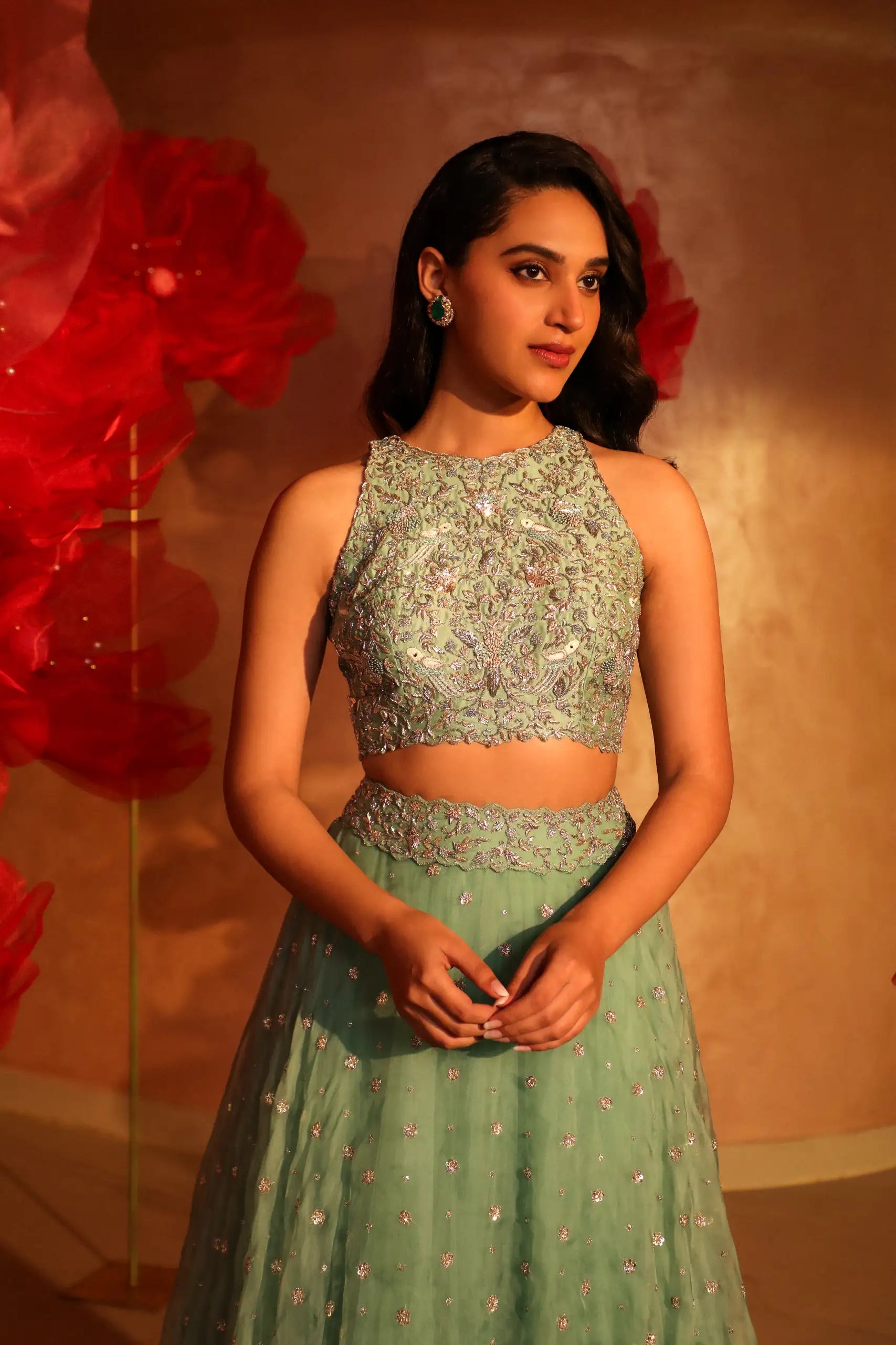 Saccharine Sage Green Lehenga Set1