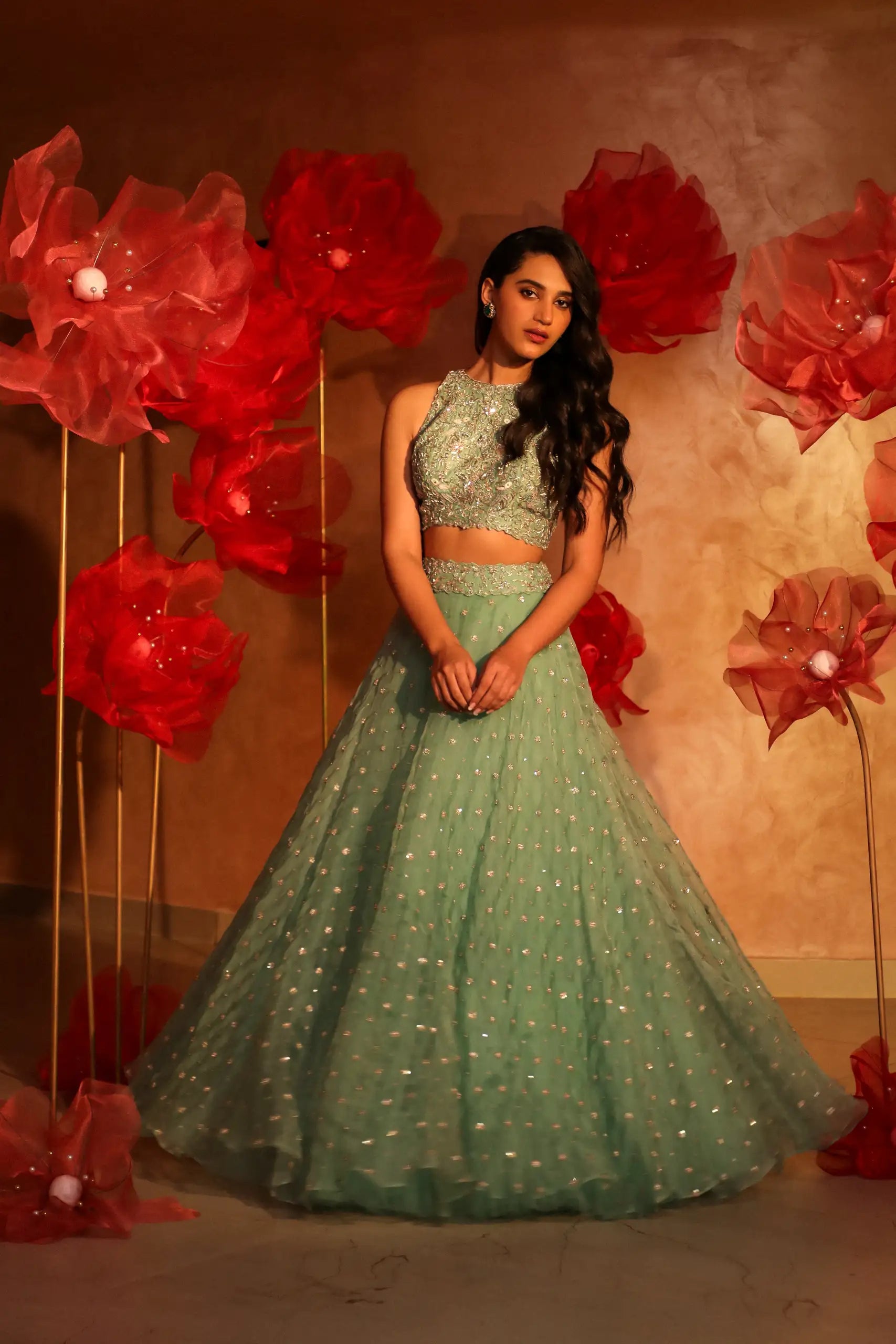 Saccharine Sage Green Lehenga Set1