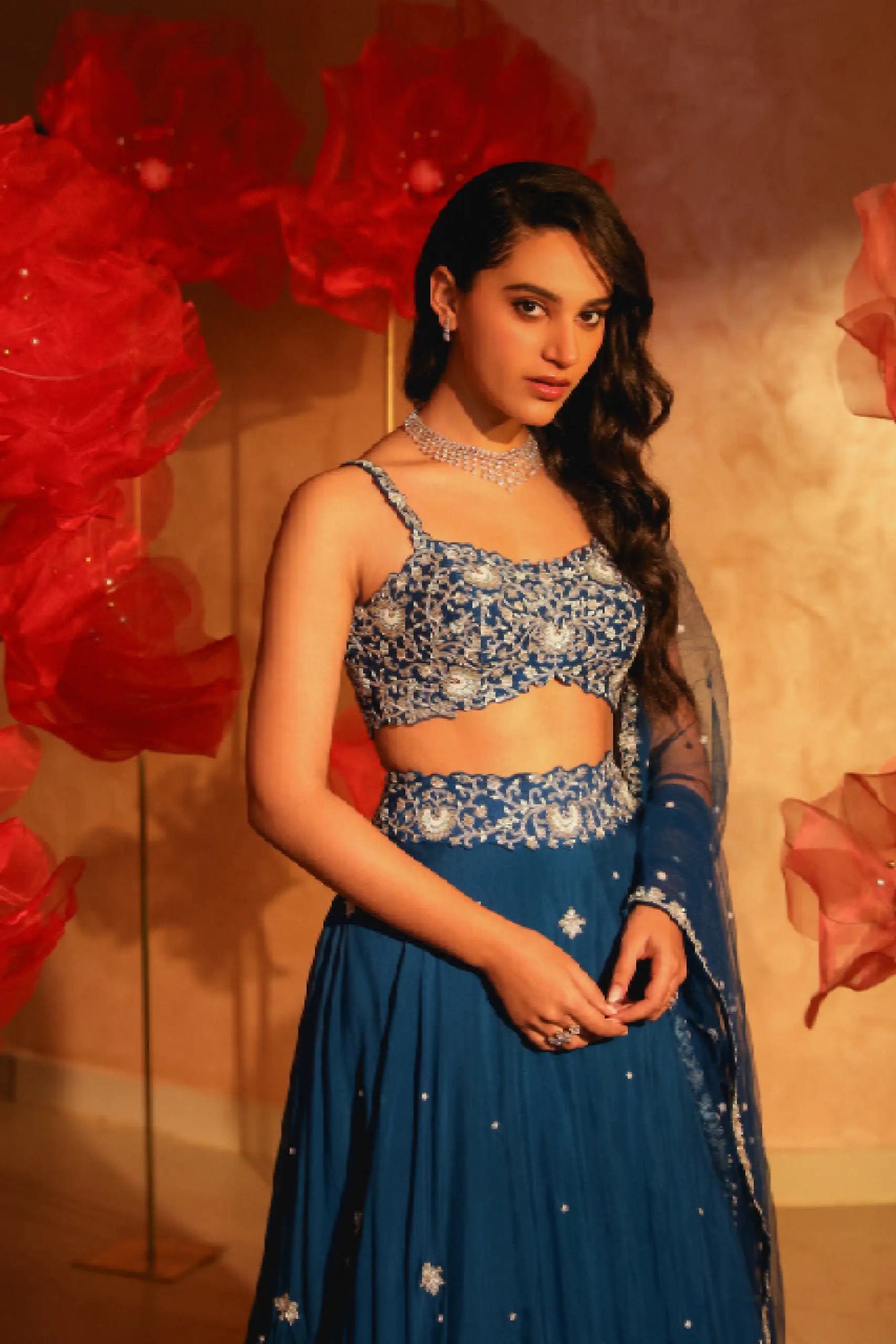 Lavish Teal Blue Lehenga Set1