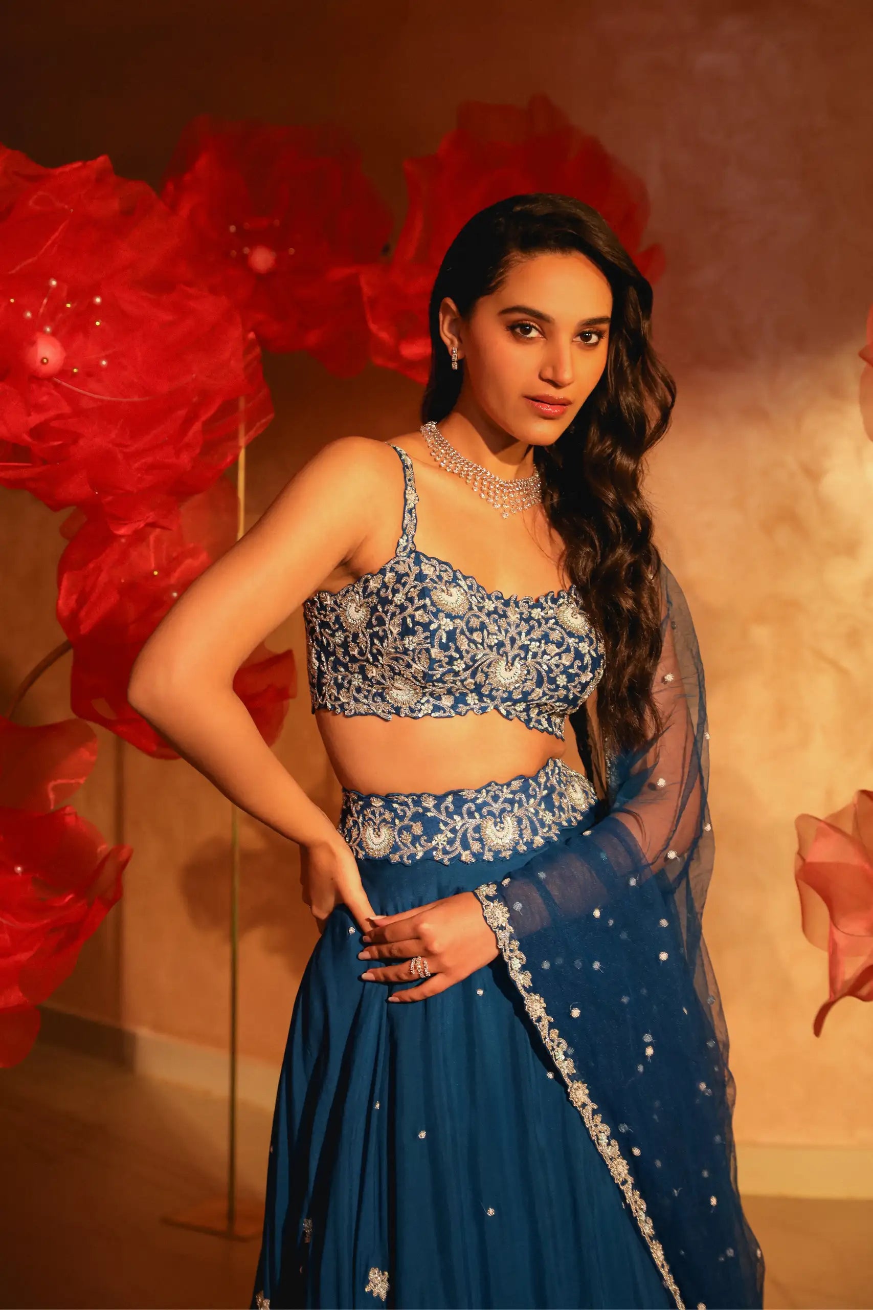 Lavish Teal Blue Lehenga Set1