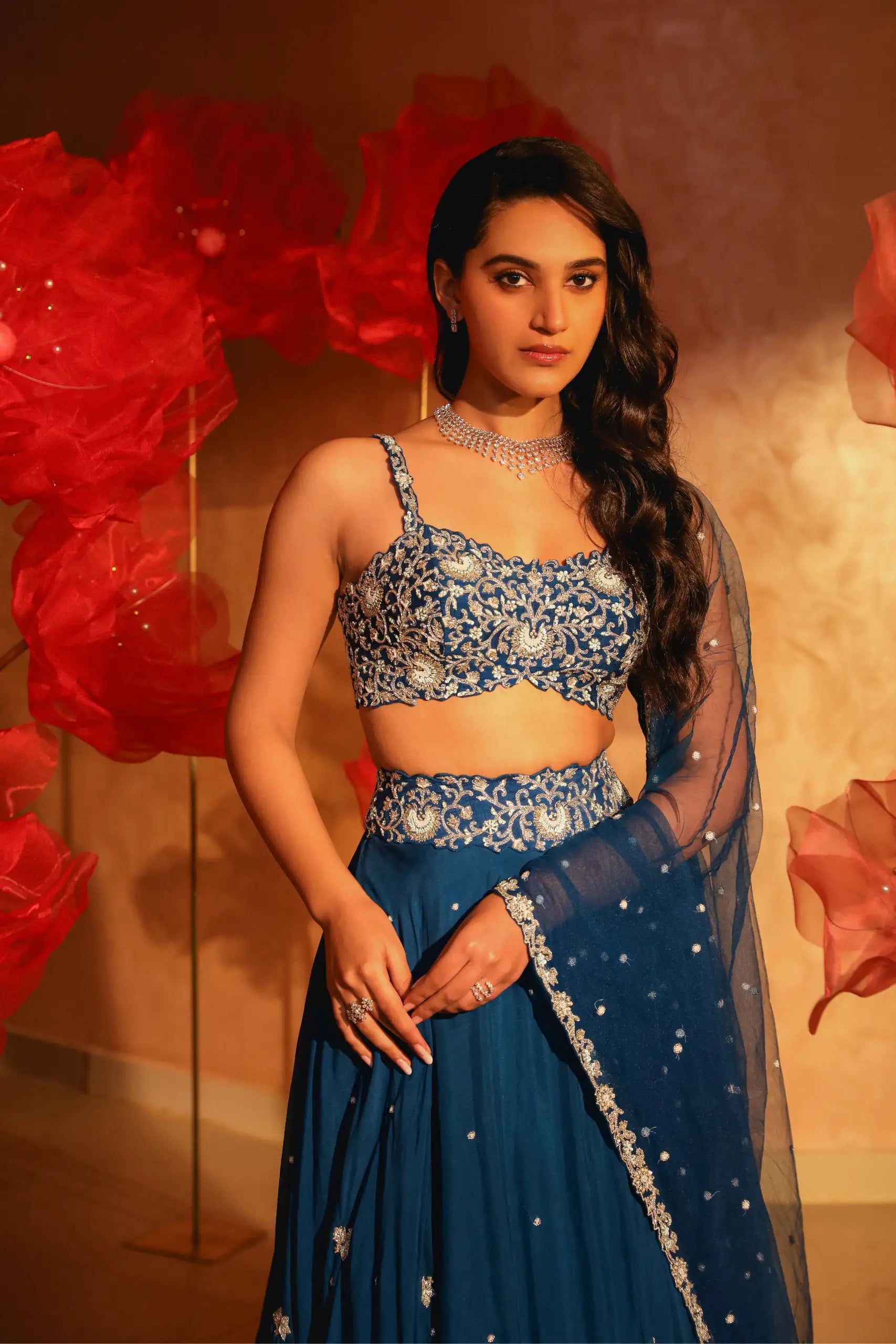 Lavish Teal Blue Lehenga Set1